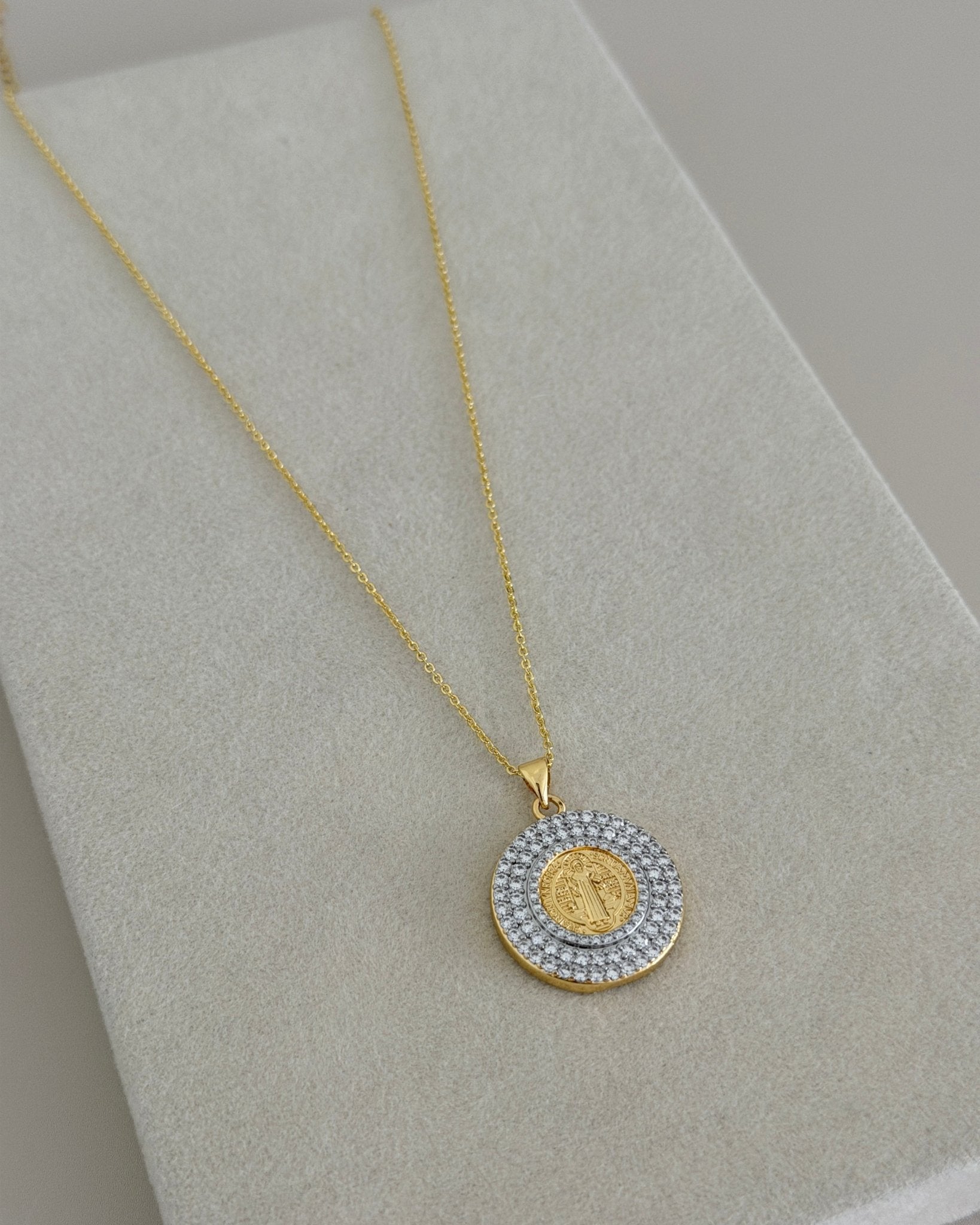Saint Benedict Sparkling Medallion Necklace - Necklace | LimaLimón Store - 4