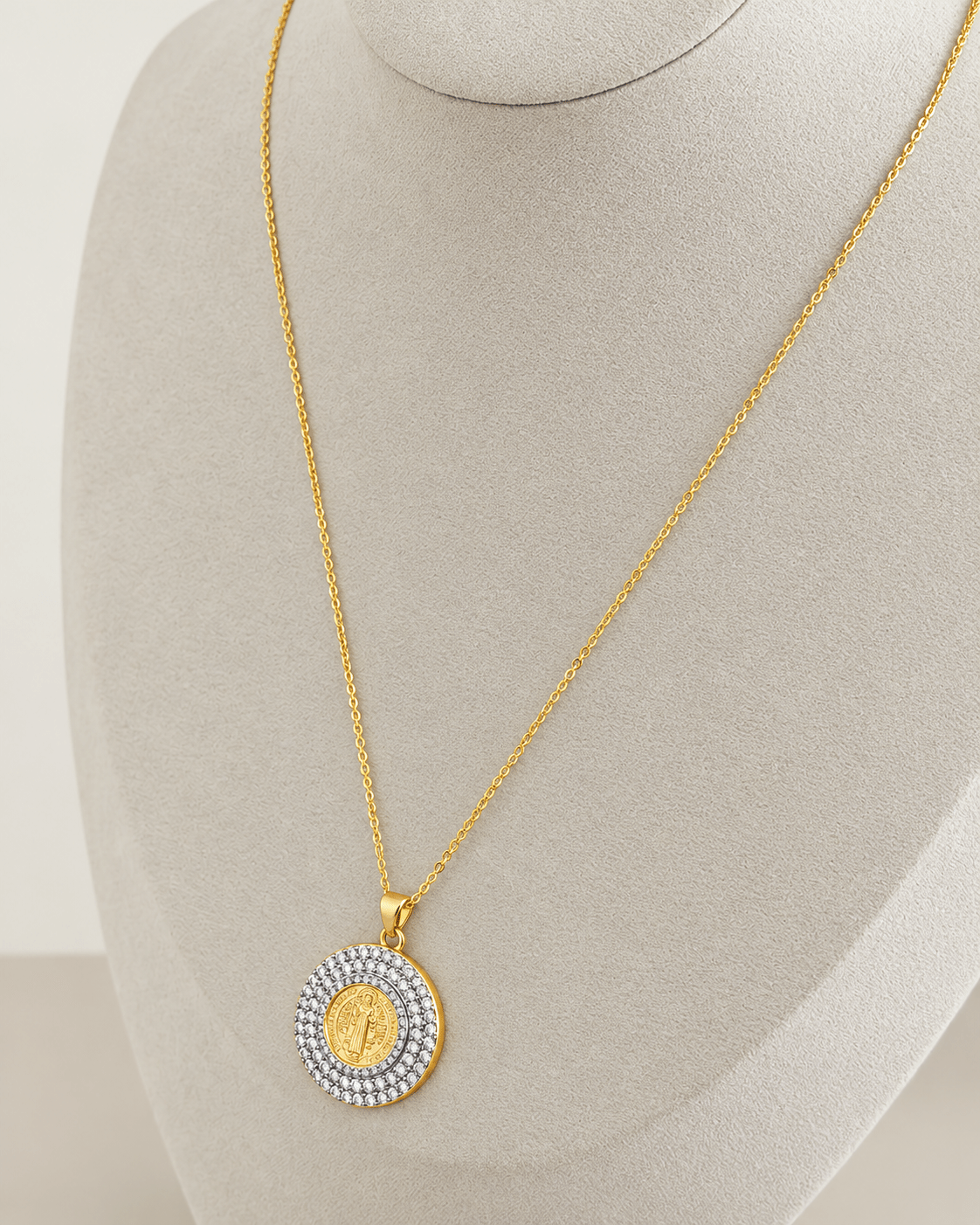 Saint Benedict Sparkling Medallion Necklace - Necklace | LimaLimón Store - 2