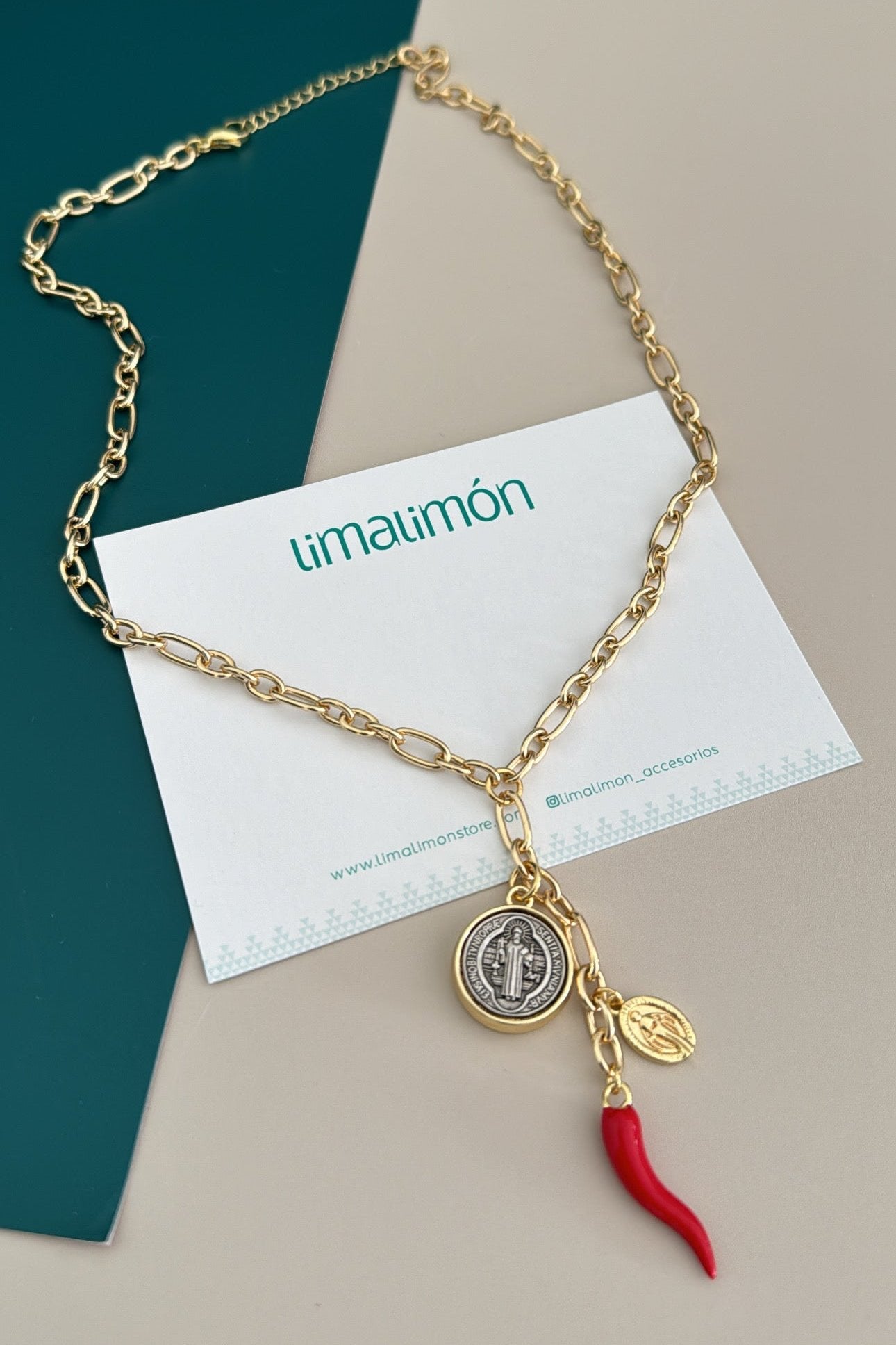 San Benito and Charm Necklace - Necklace | LimaLimón Store - 3