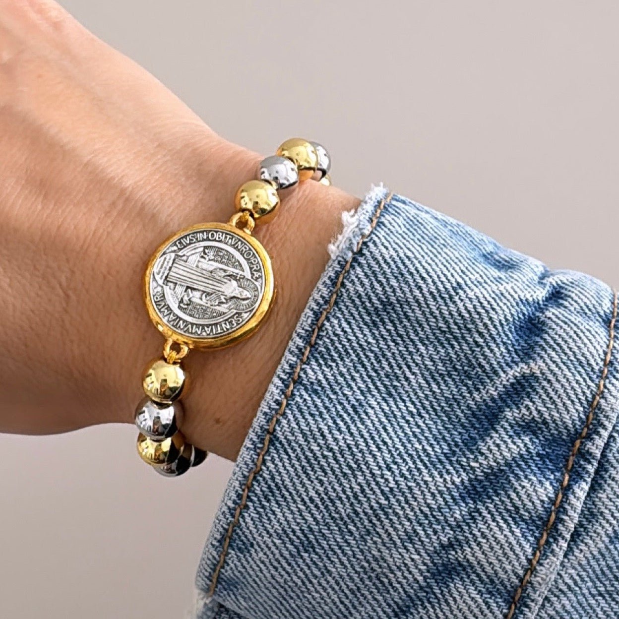 San Benito Bead Silver and Gold Bracelet - Bracelets | LimaLimón Store - 4