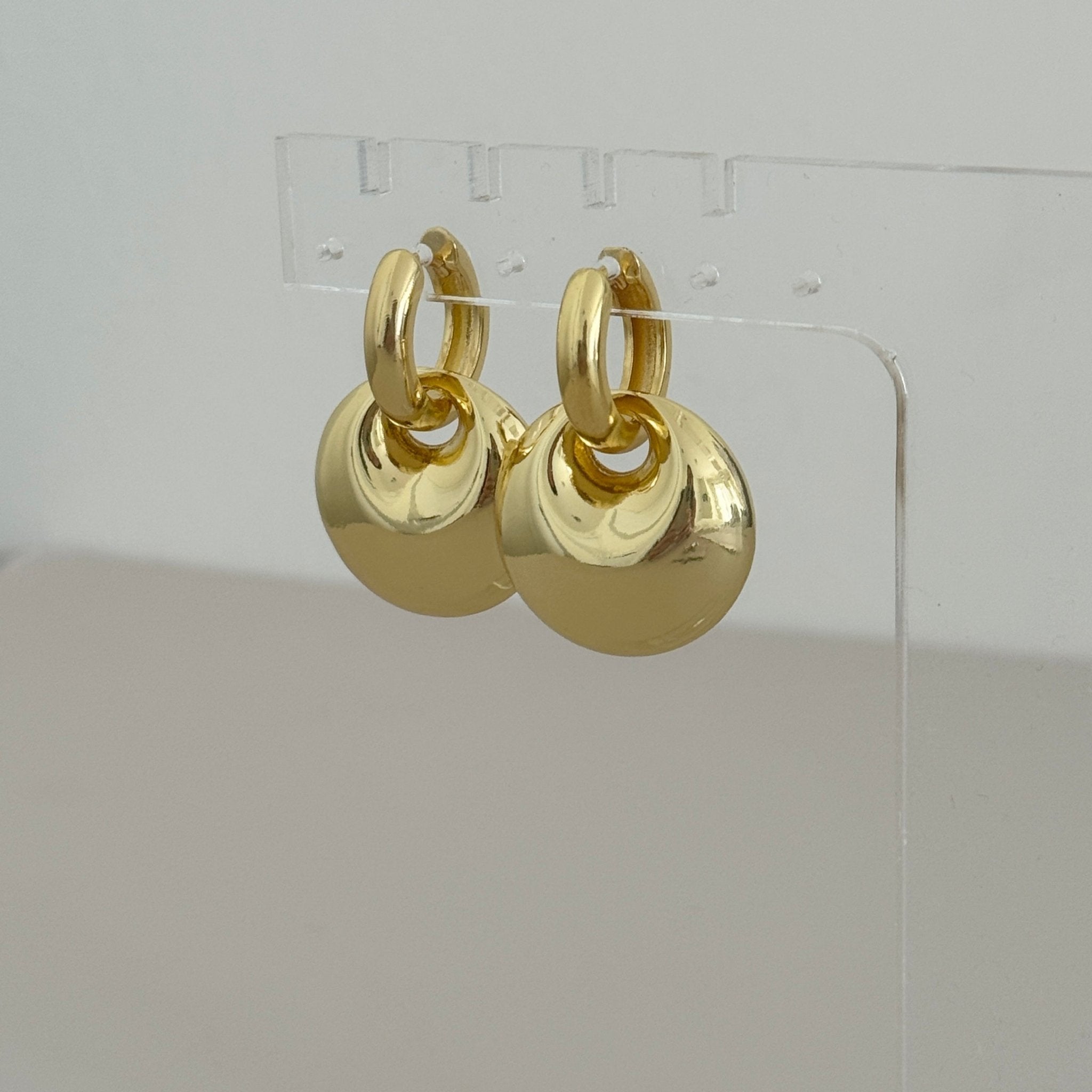 Sculpted Dome Drop Earrings – Gold & Silver - Earring | LimaLimón Store - 5