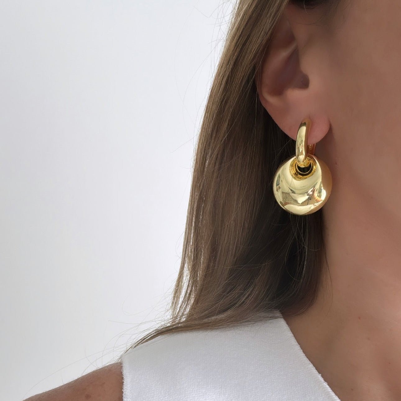 Sculpted Dome Drop Earrings – Gold & Silver - Earring | LimaLimón Store - 5