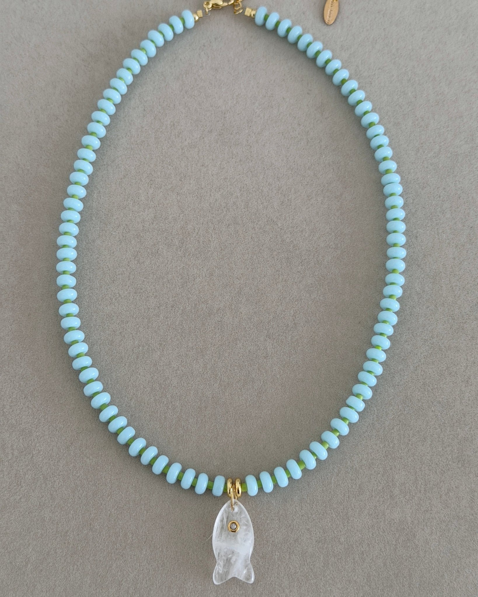 Seafoam Fish Beaded Necklace - Necklaces | LimaLimón Store - 1