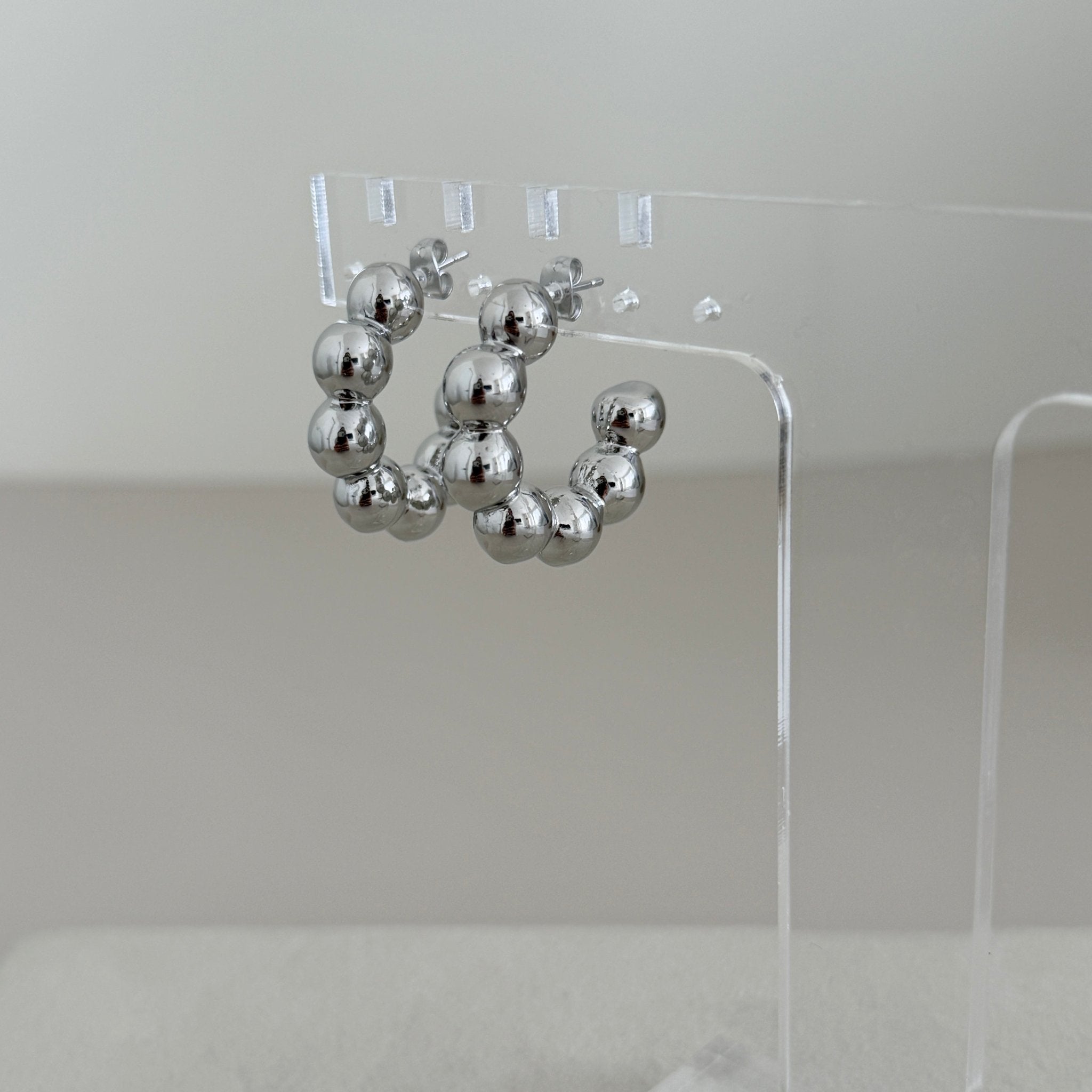 Silver Bubble Hoop Earrings - Earring | LimaLimón Store - 3