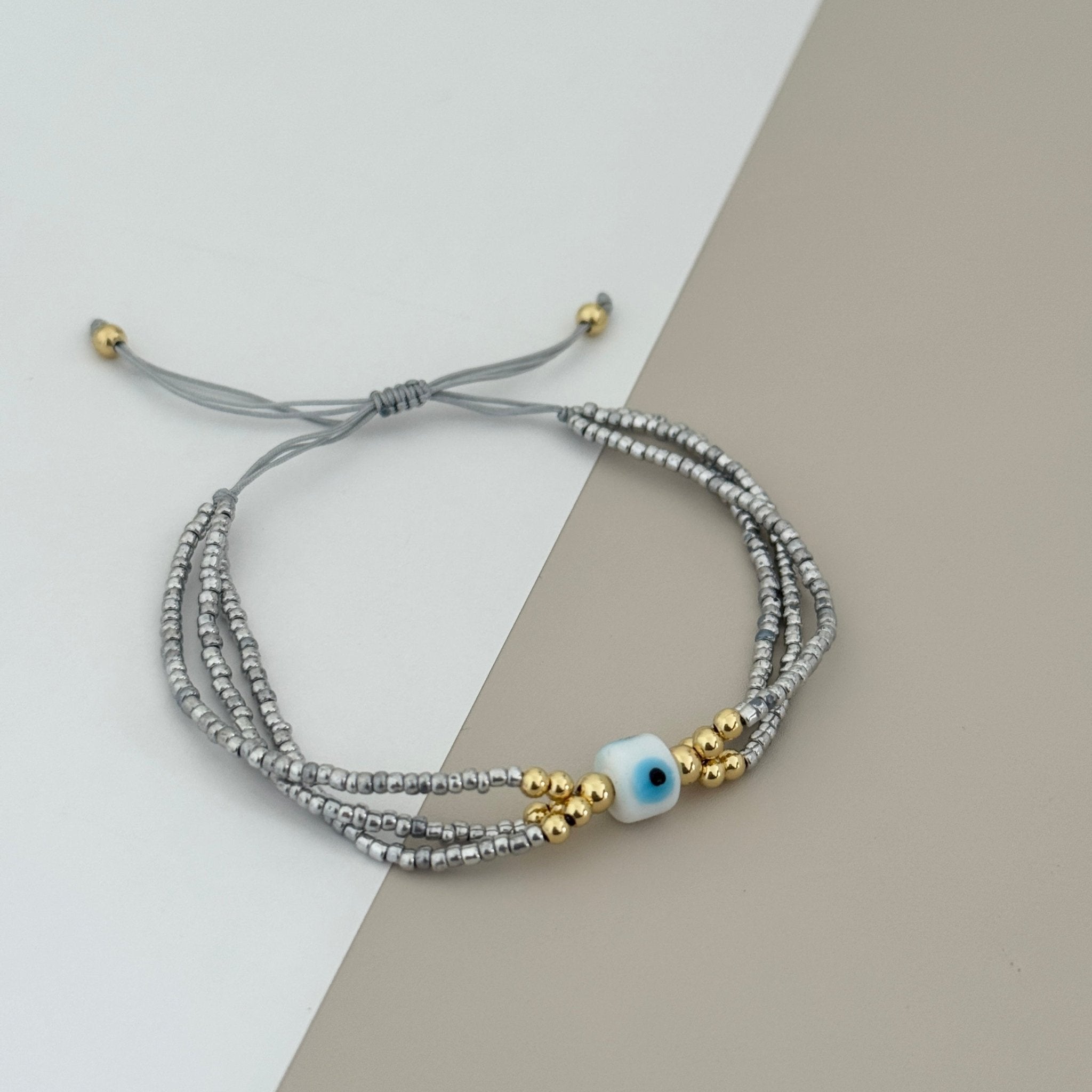 Silver Charm Evil Eye Bracelet - Bracelets | LimaLimón Store - 4