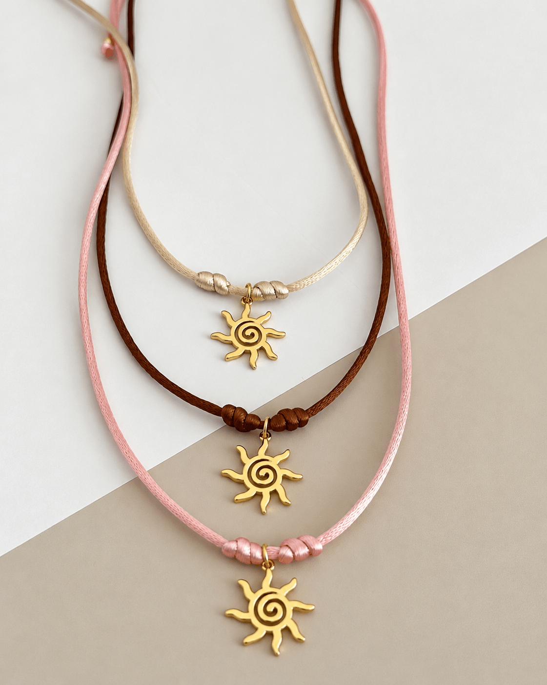 Sun Charm Cord Necklace - Necklaces | LimaLimón Store - 5