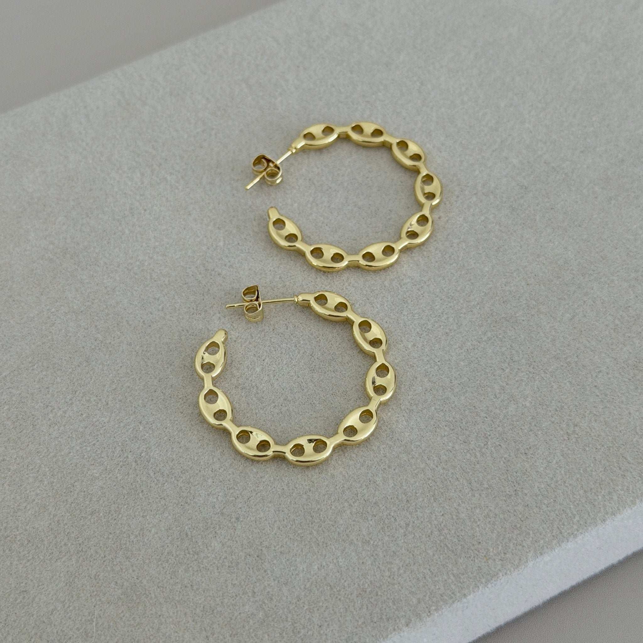 Textured Link Hoop Earrings - Earring | LimaLimón Store - 1