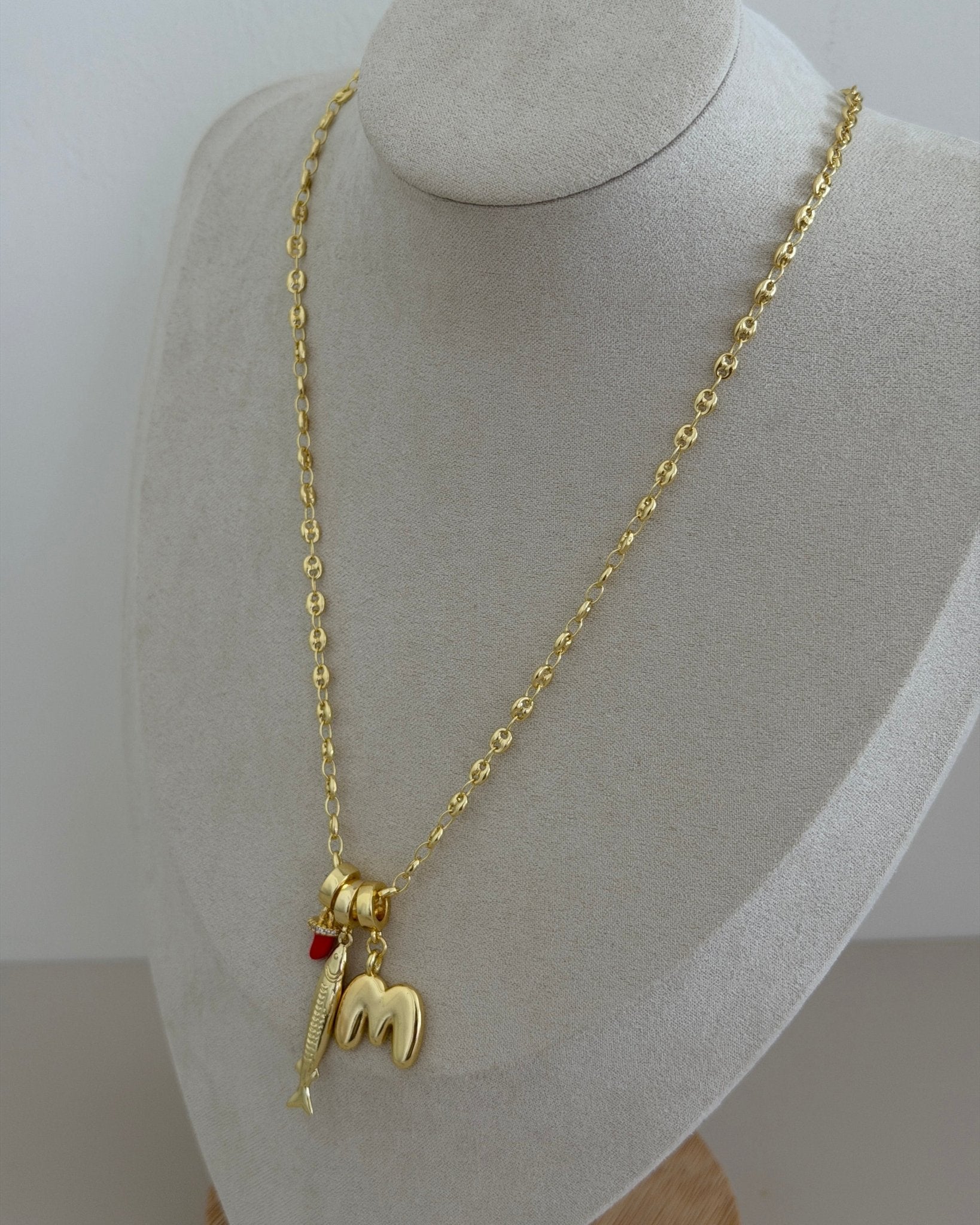 Triple Charm Initial Necklace - Necklaces | LimaLimón Store - 3