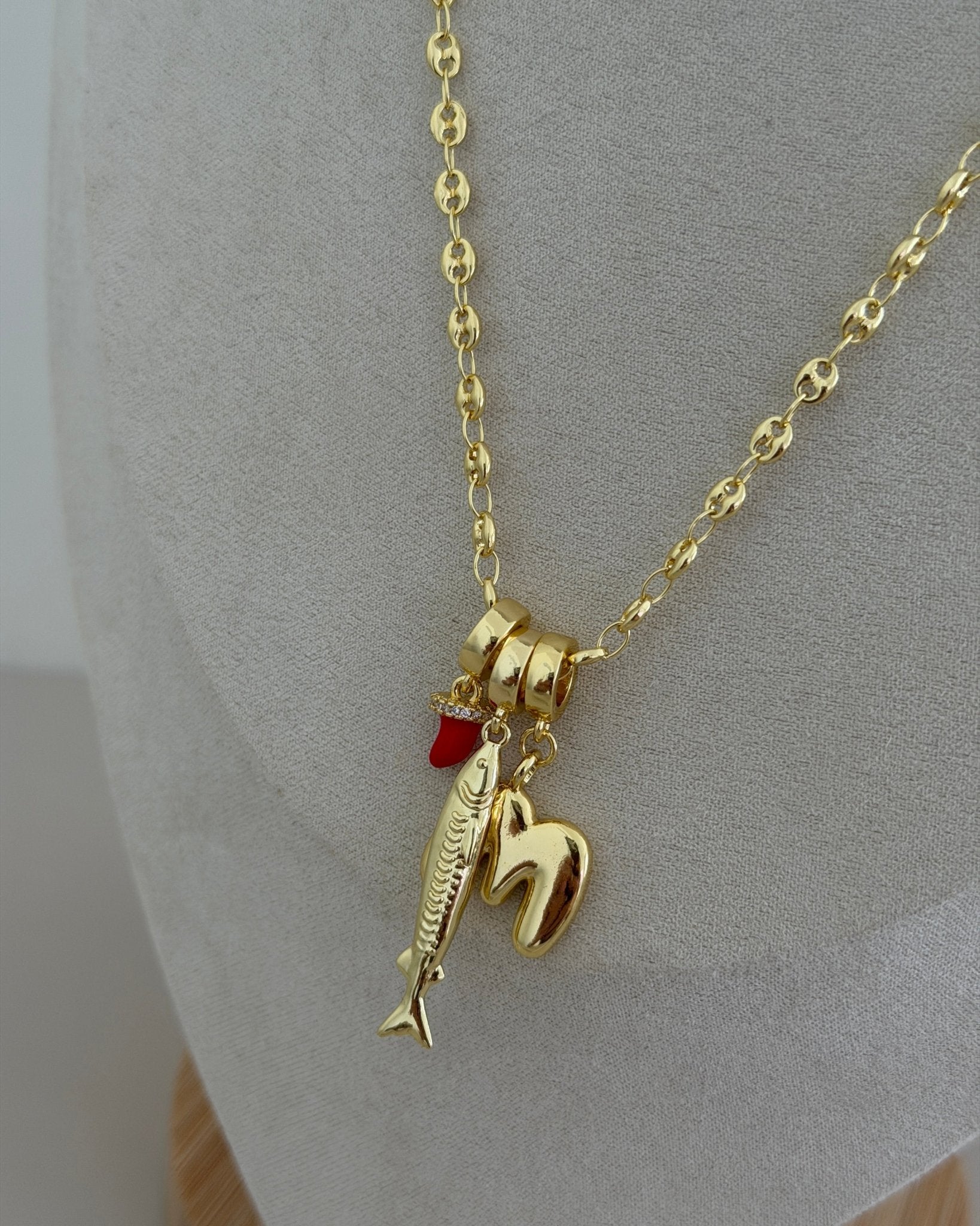 Triple Charm Initial Necklace - Necklaces | LimaLimón Store - 5