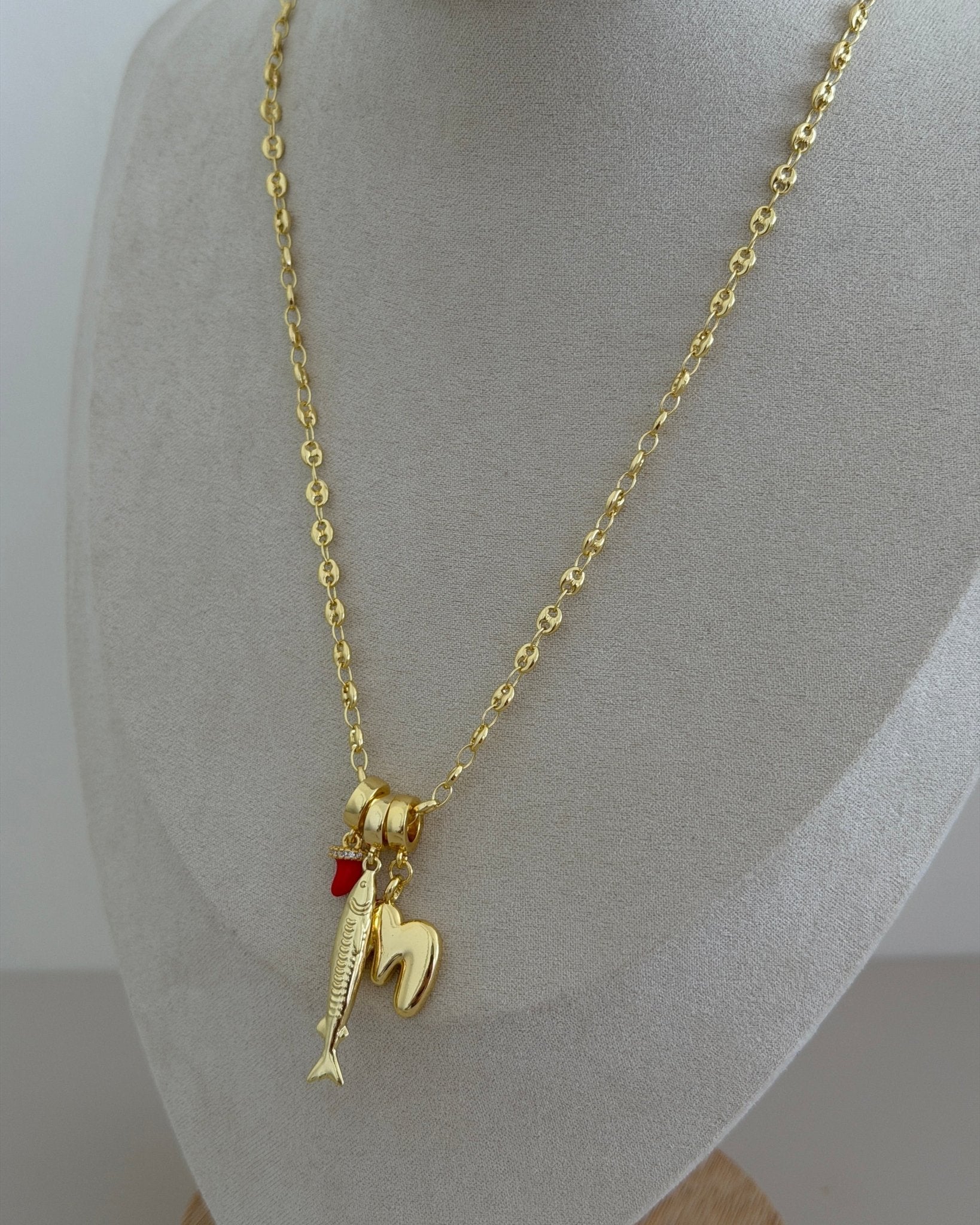 Triple Charm Initial Necklace - Necklaces | LimaLimón Store - 4