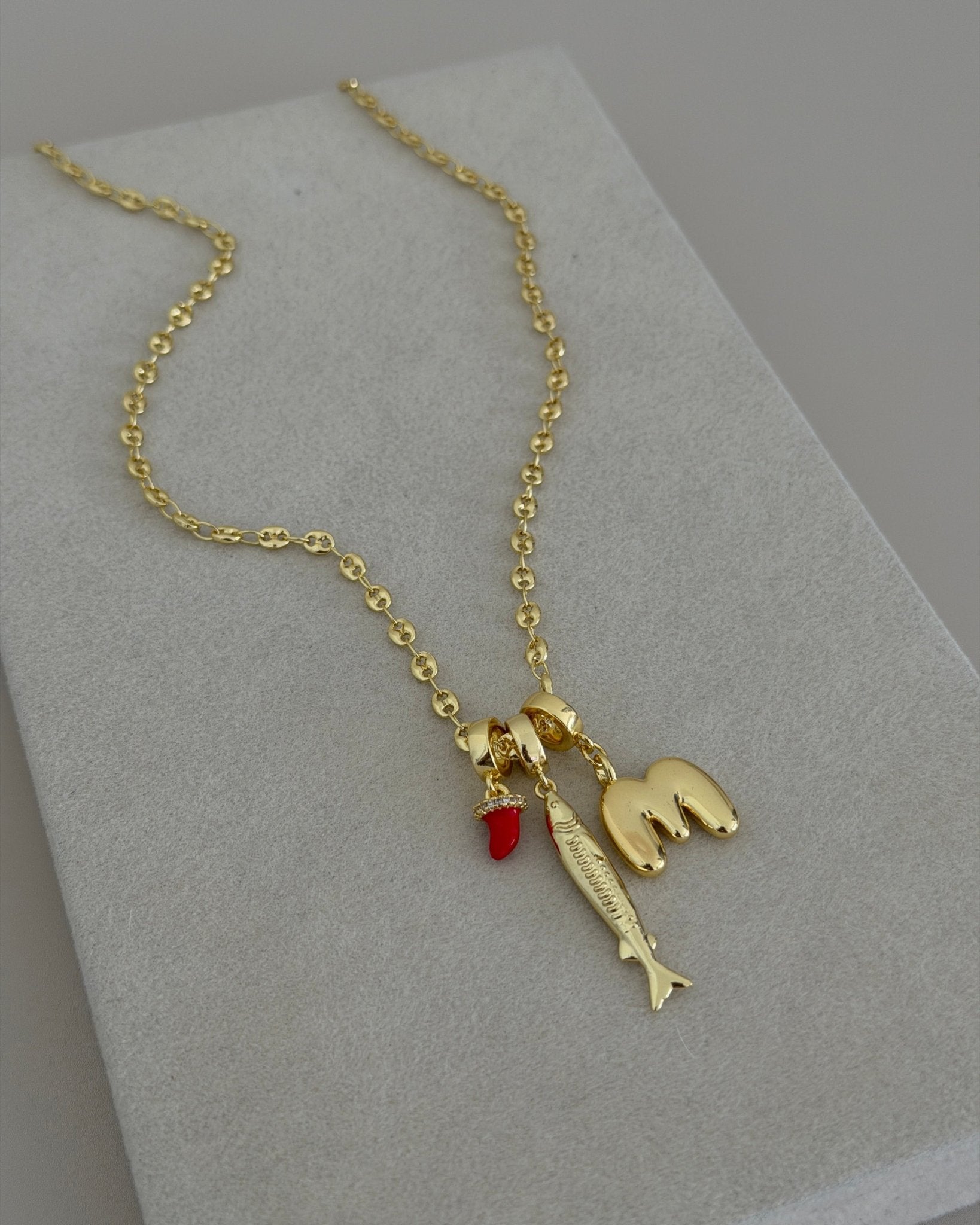 Triple Charm Initial Necklace - Necklaces | LimaLimón Store - 1