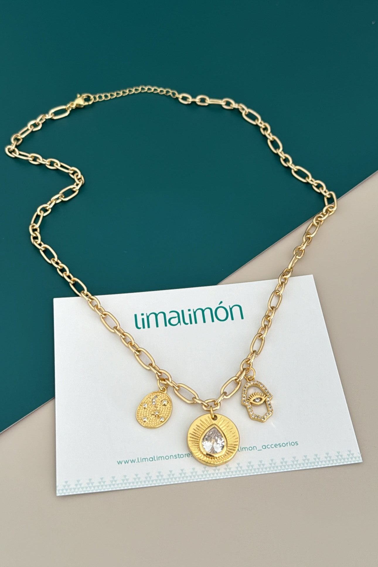 Triple Charm Necklace - Necklace | LimaLimón Store - 3