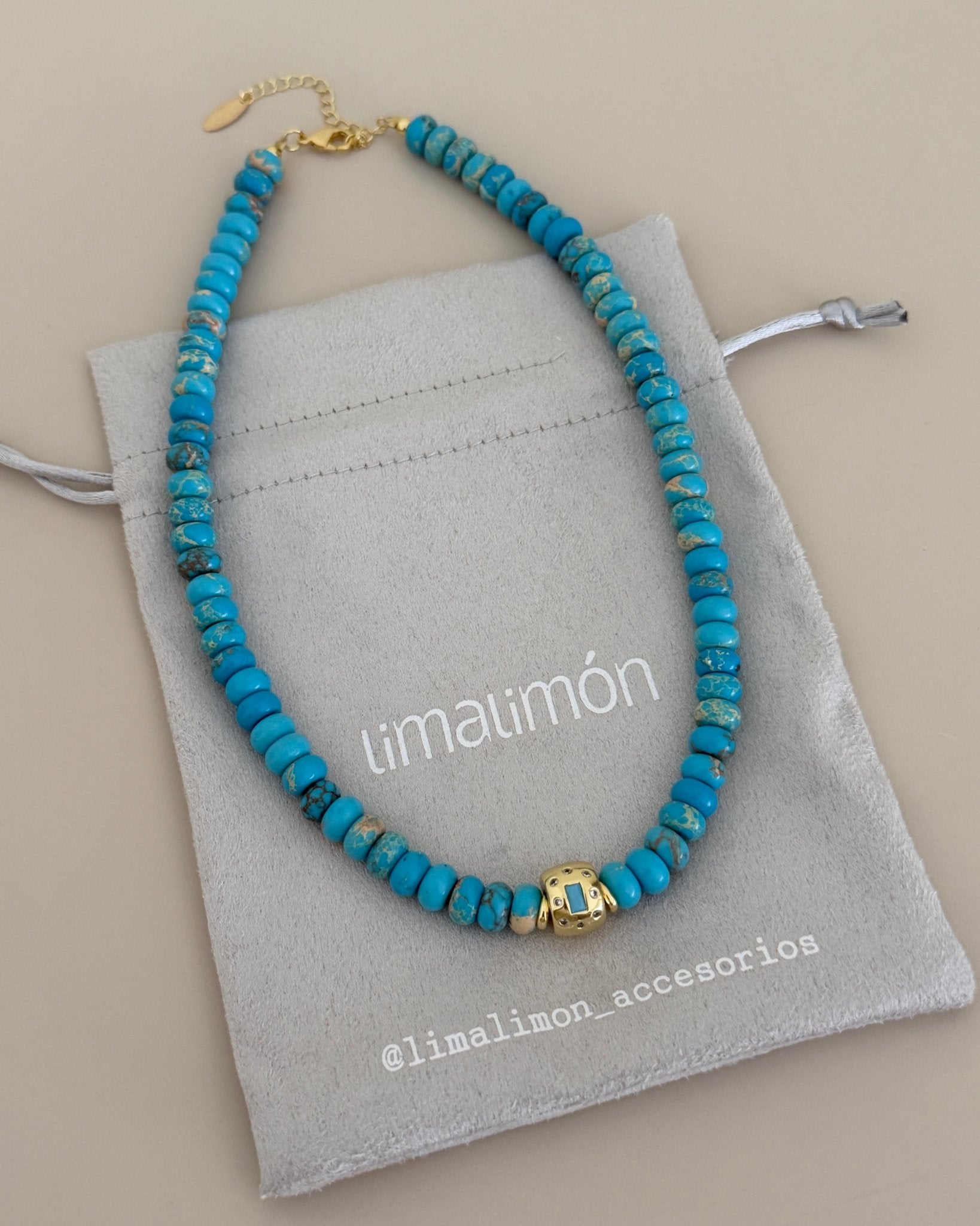 Turquoise Gold Accent Necklace - Necklaces | LimaLimón Store - 5