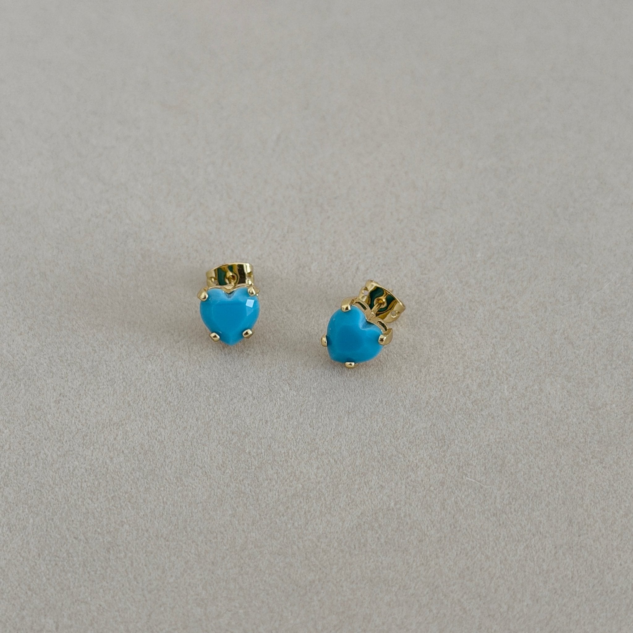 Turquoise Heart Stud Earrings - Earring | LimaLimón Store - 1