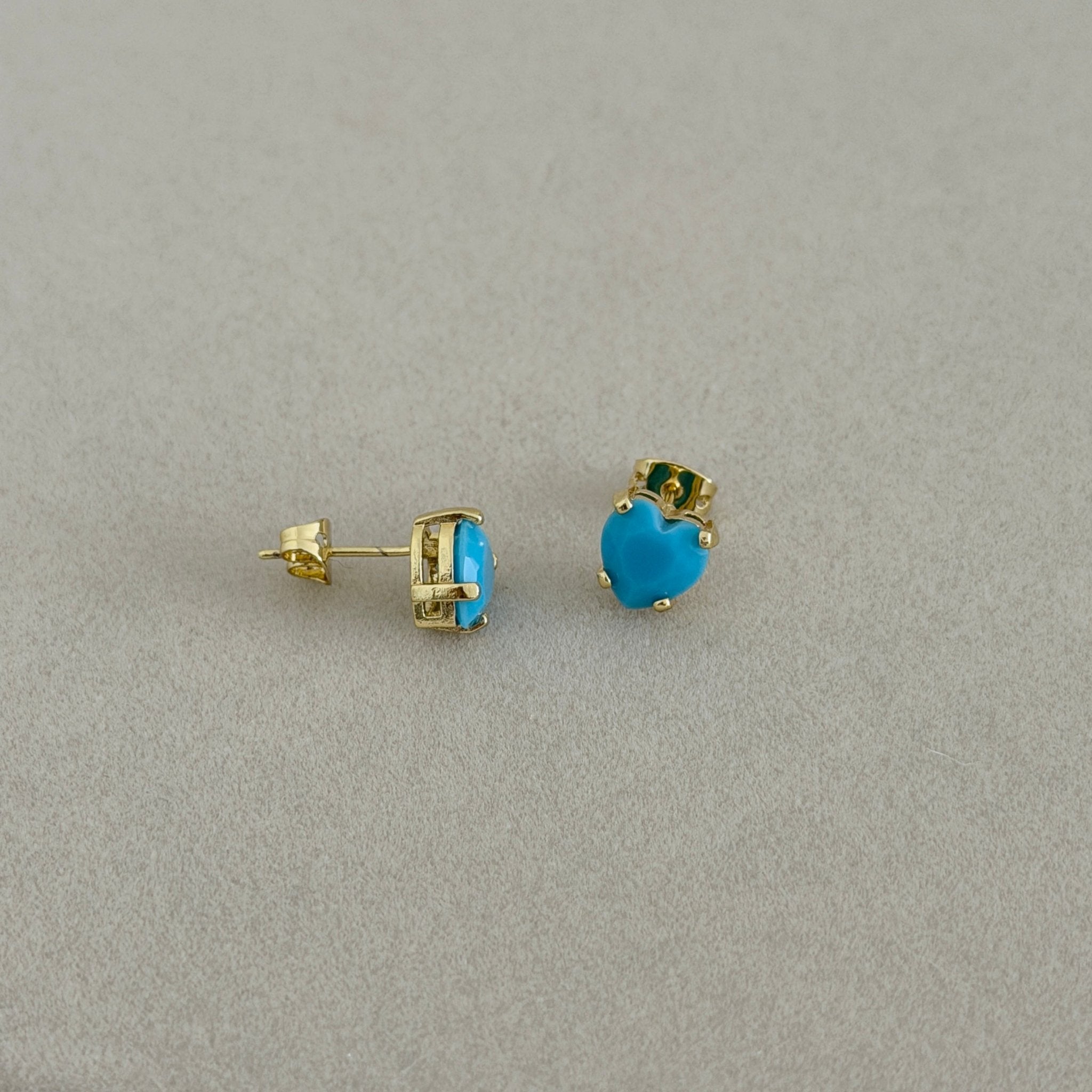 Turquoise Heart Stud Earrings - Earring | LimaLimón Store - 4