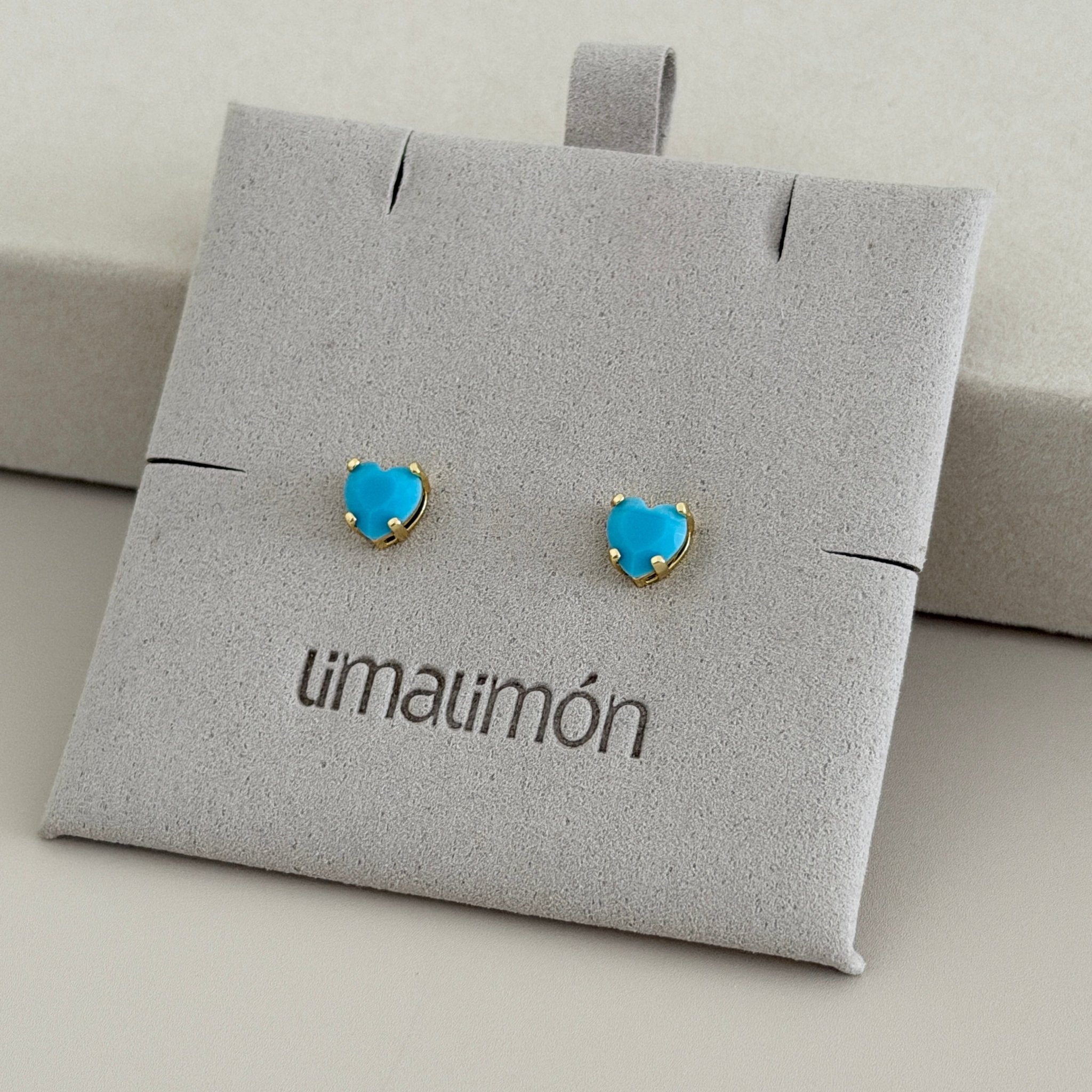 Turquoise Heart Stud Earrings - Earring | LimaLimón Store - 2