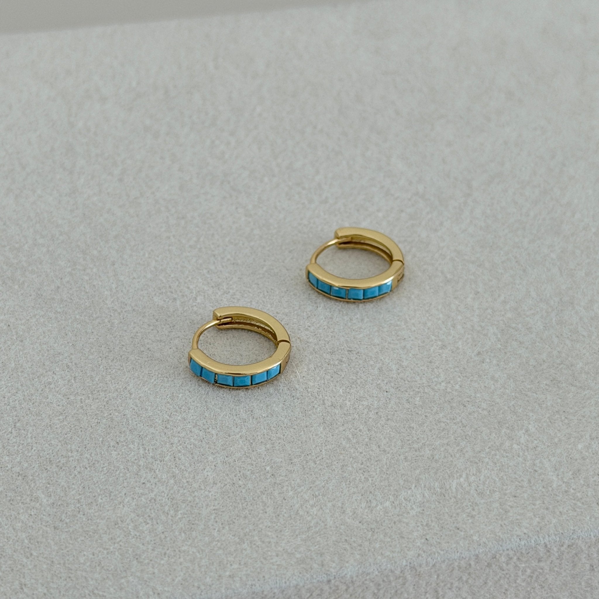 Turquoise Mini Hoop Earrings - Earring | LimaLimón Store - 1