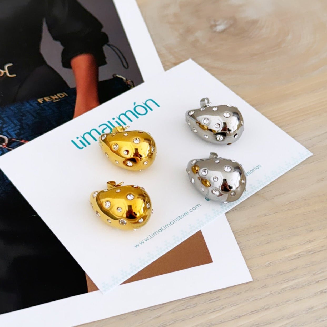 Zirconia Gold Earring - Earring | LimaLimón Store - 1