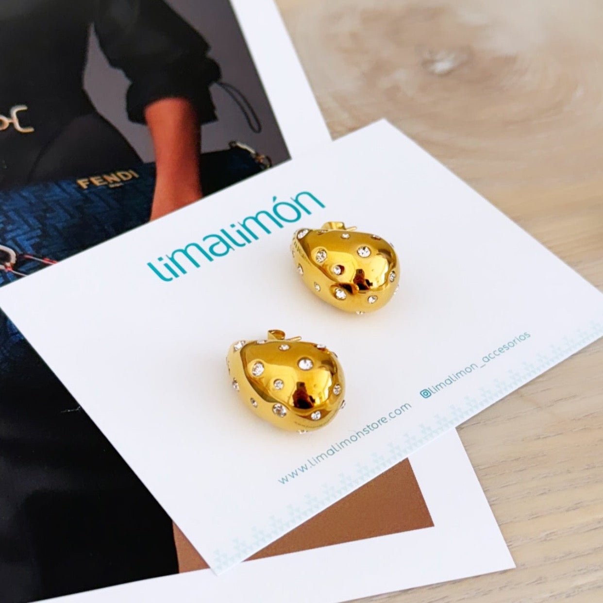 Zirconia Gold Earring - Earring | LimaLimón Store - 2