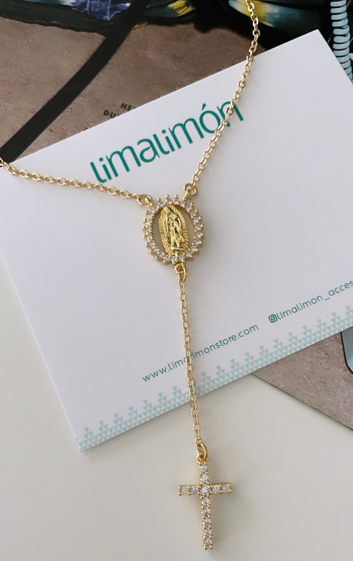 Guadalupe And Cross Necklace - LimaLimón Store