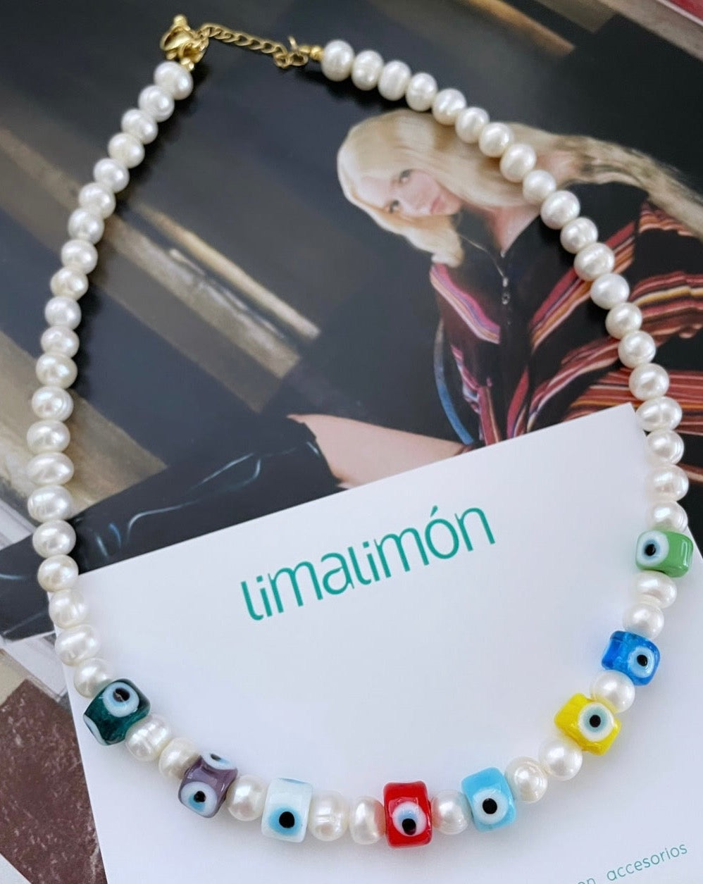 Pearl And Evil Eye Necklace - LimaLimón Store