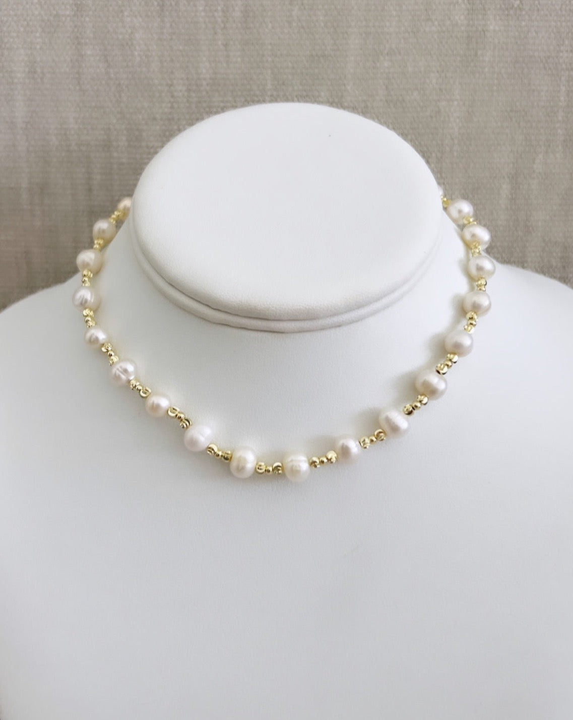 Pearls and Gold Bead Necklace