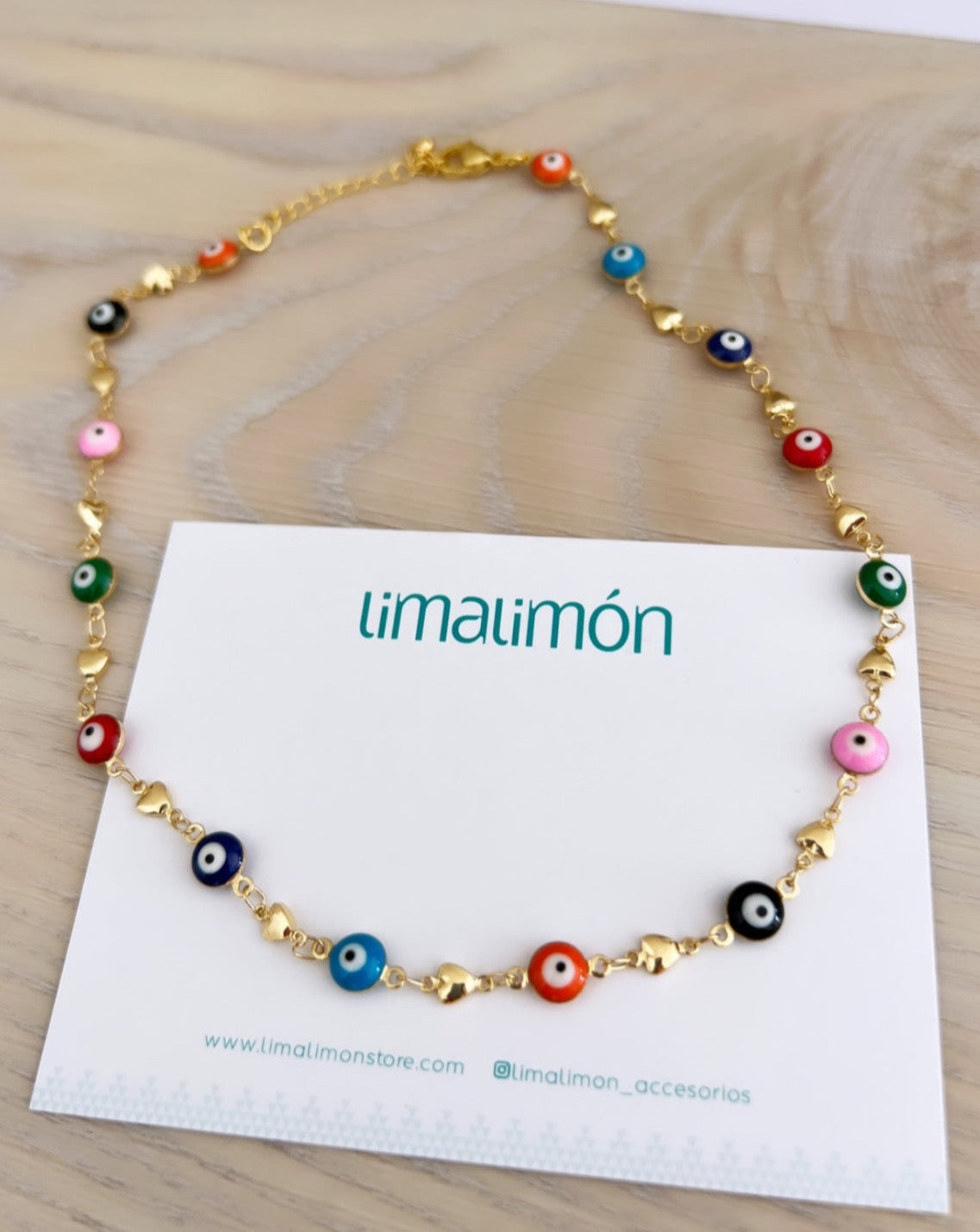 Evil Eye and Hearts Necklace