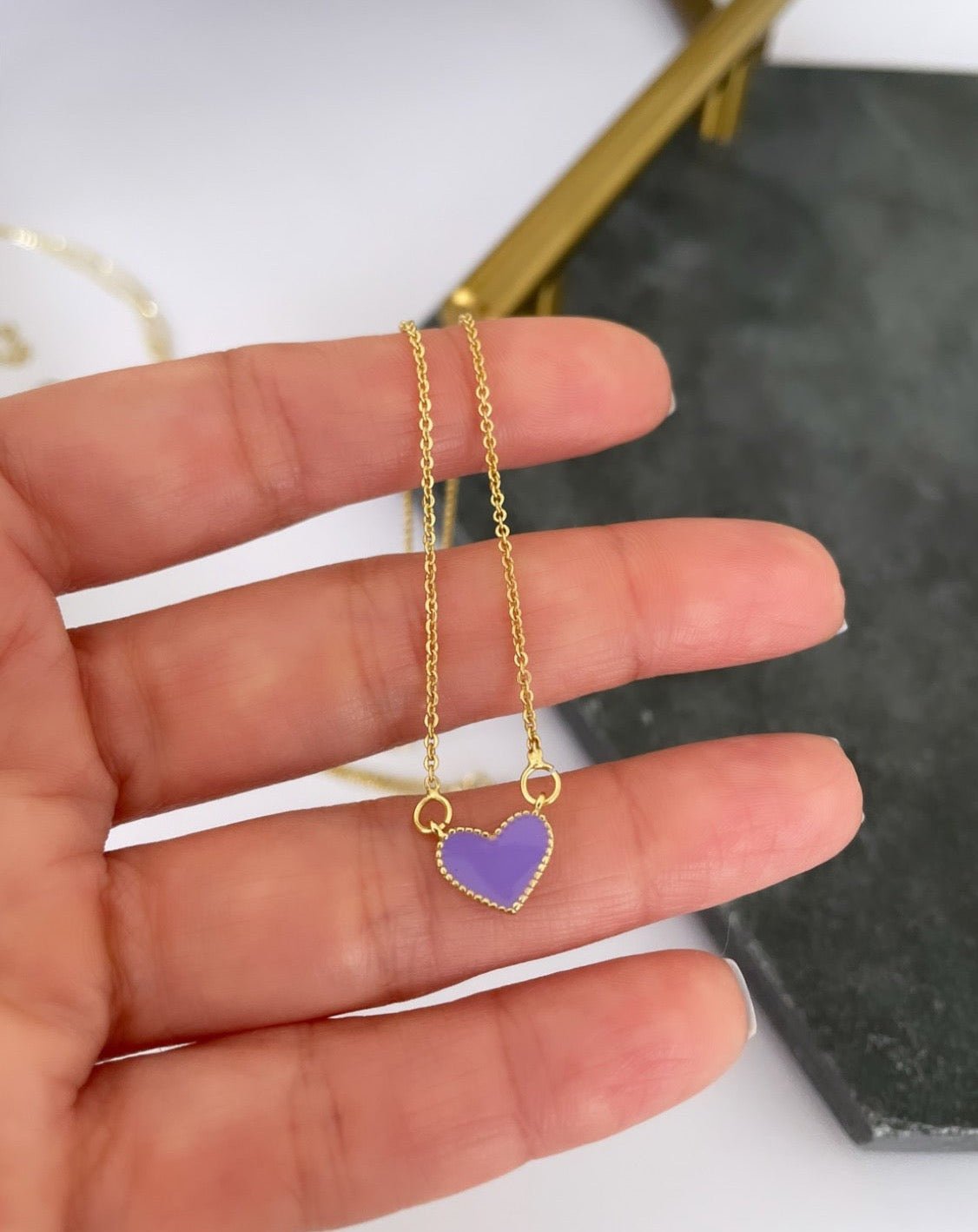 Heart Enamel Necklace’s - Necklaces | LimaLimón Store - 3