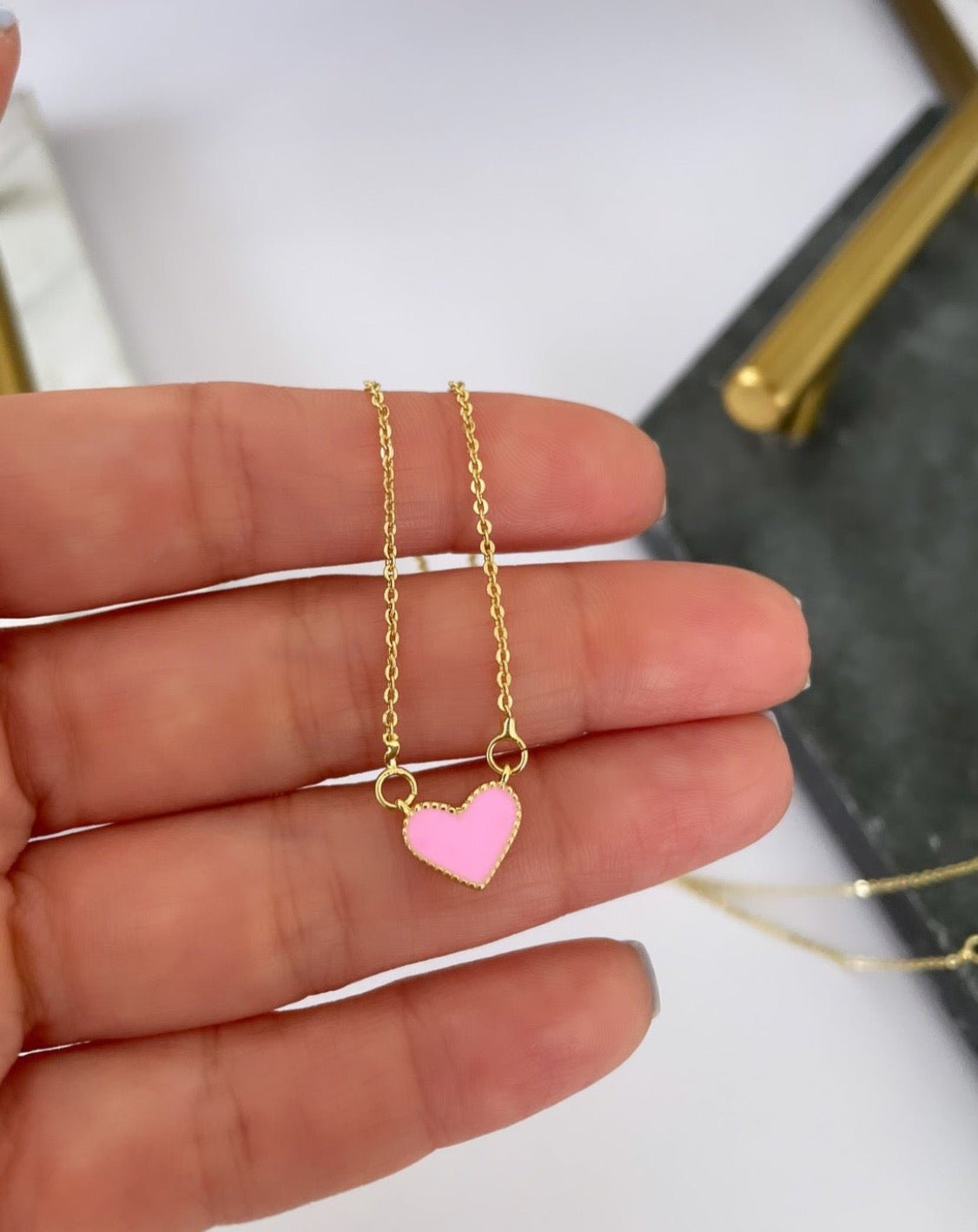 Heart Enamel Necklace’s - Necklaces | LimaLimón Store - 5