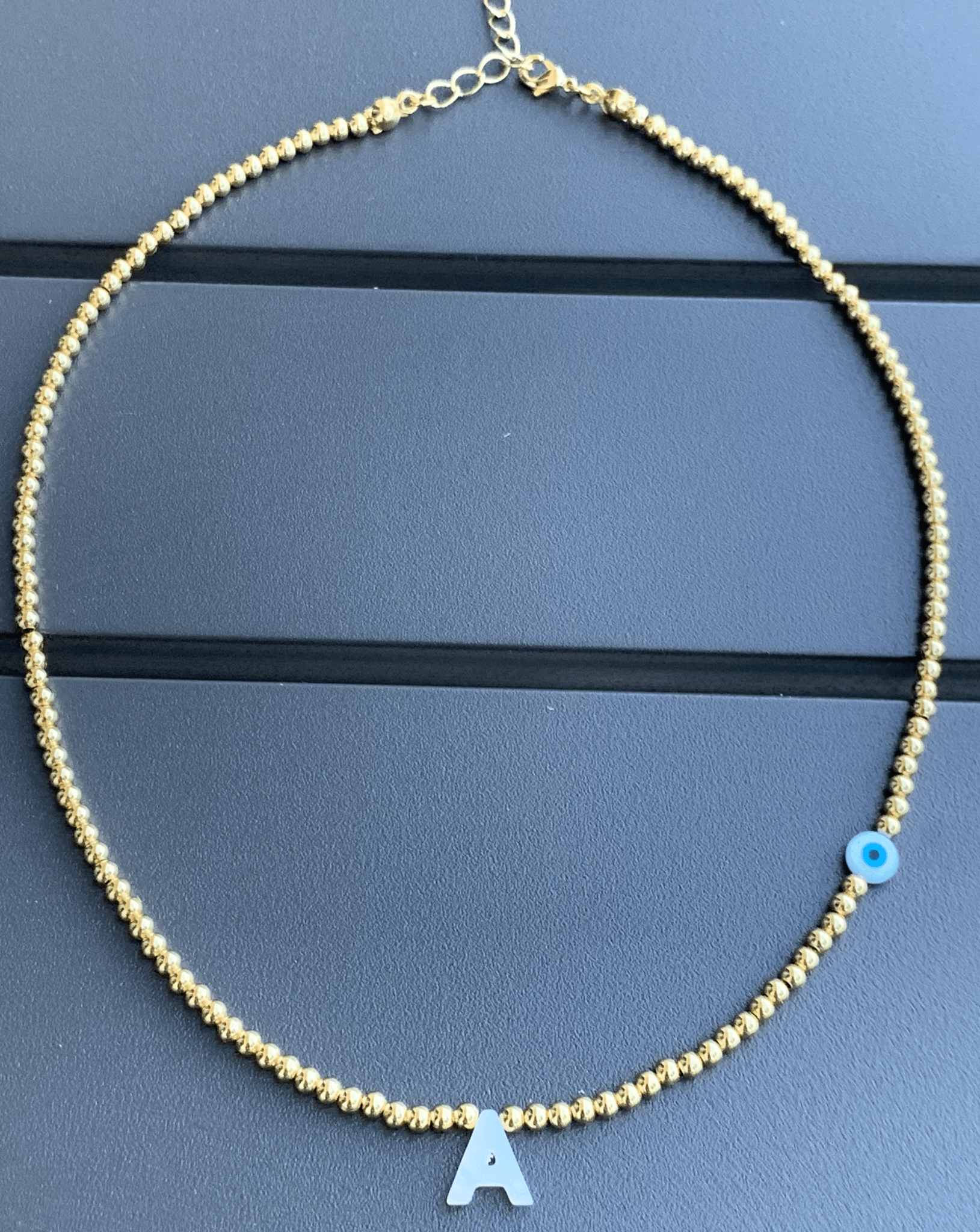 Initial Nacar And Evil Eye Gold Necklace - Necklaces | LimaLimón Store - 2