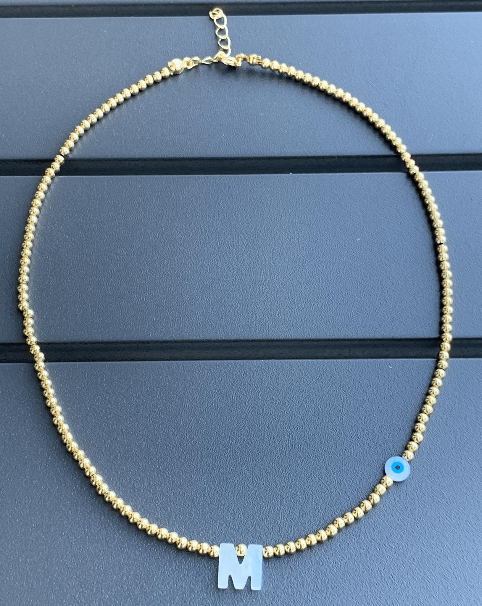Initial Nacar And Evil Eye Gold Necklace - Necklaces | LimaLimón Store - 3