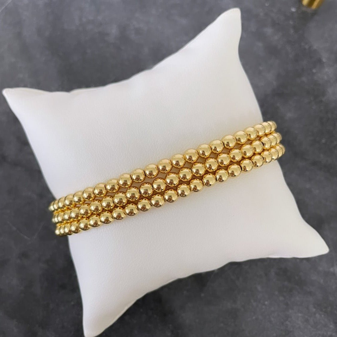 Triple Bead Gold Bracelet - Pulseras | LimaLimón Store - 1