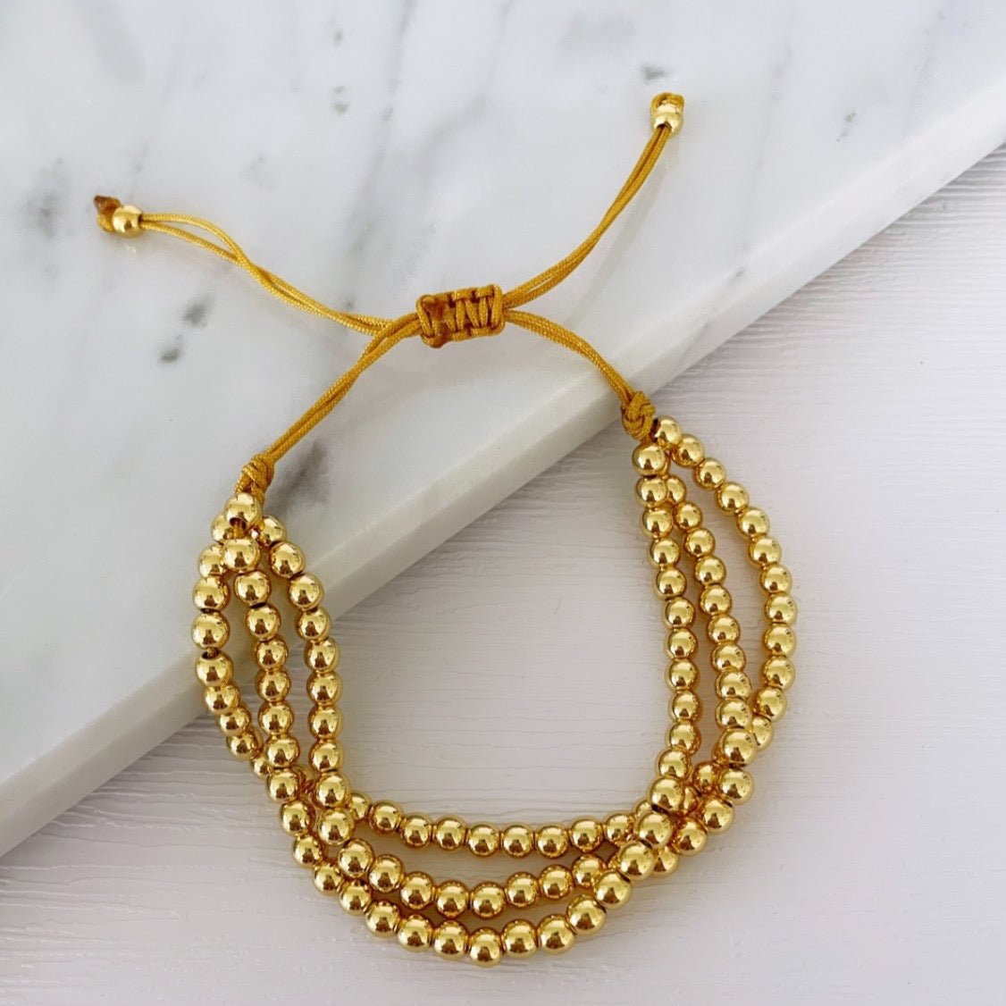 Triple Bead Gold Bracelet - Pulseras | LimaLimón Store - 2