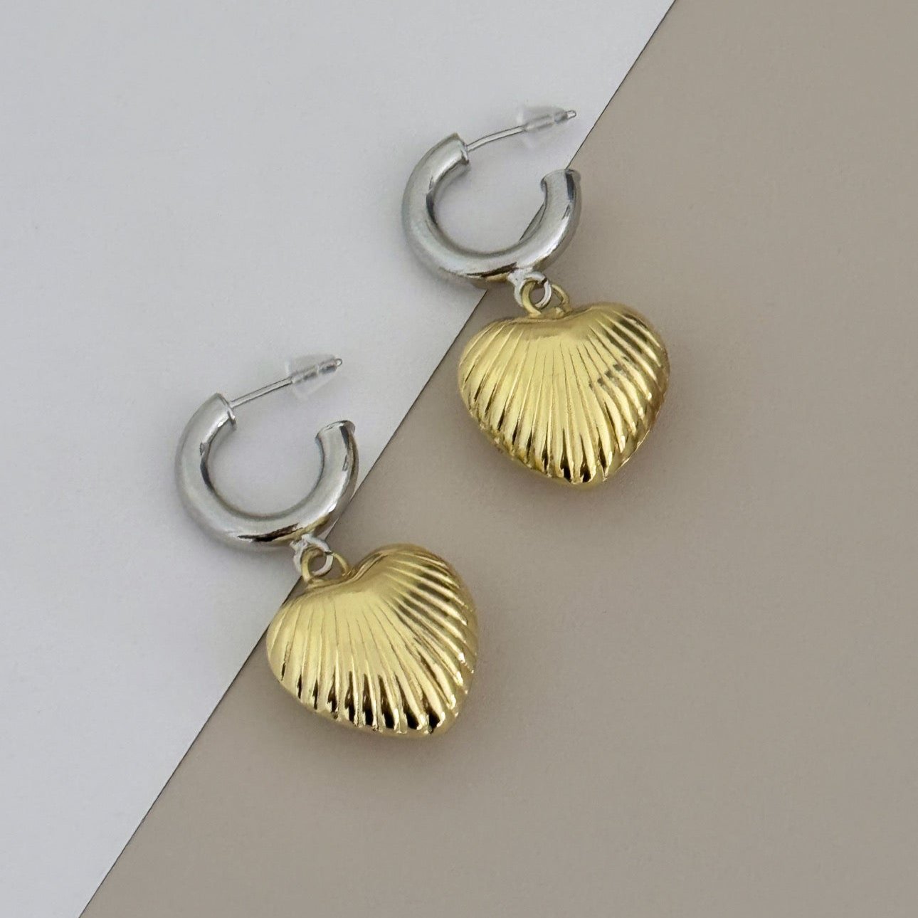 Heart Silver and Gold Earring