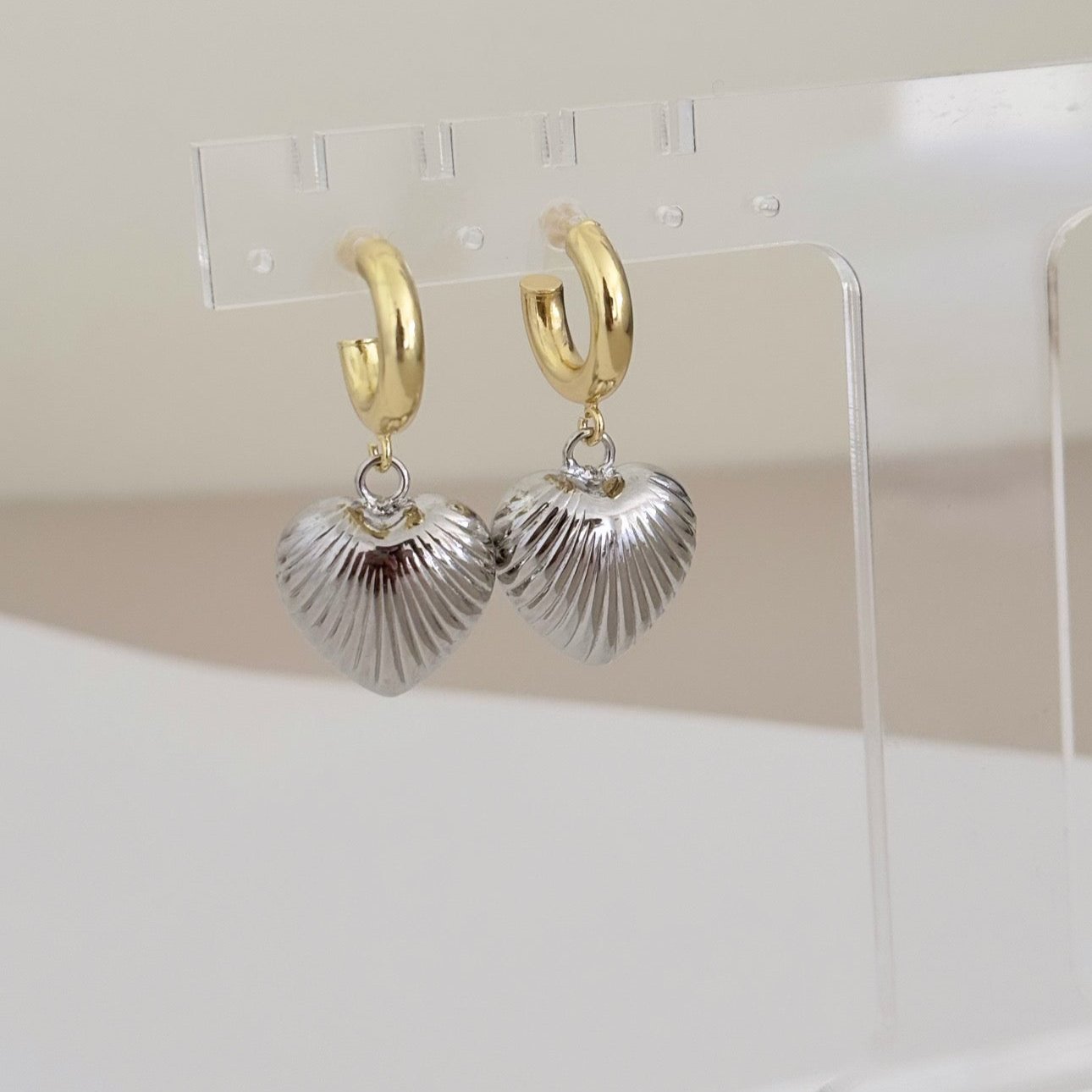 Heart Silver and Gold Earring