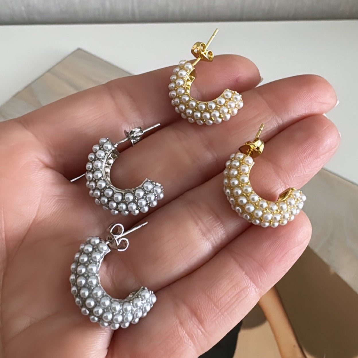 Pearls Hoops Earring