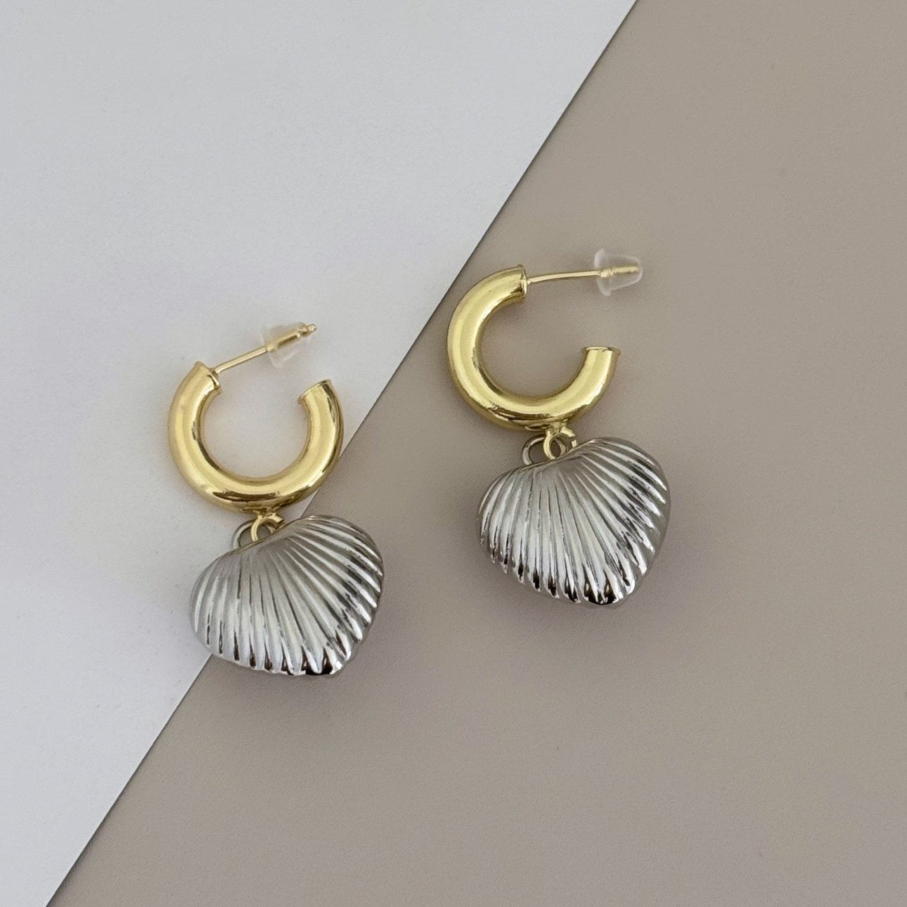 Heart Silver and Gold Earring