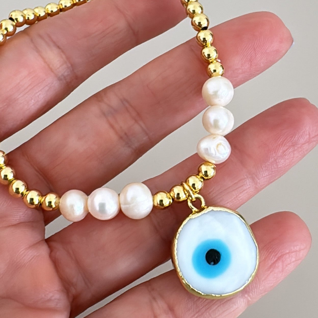 Evil Eye Pearls Bracelet