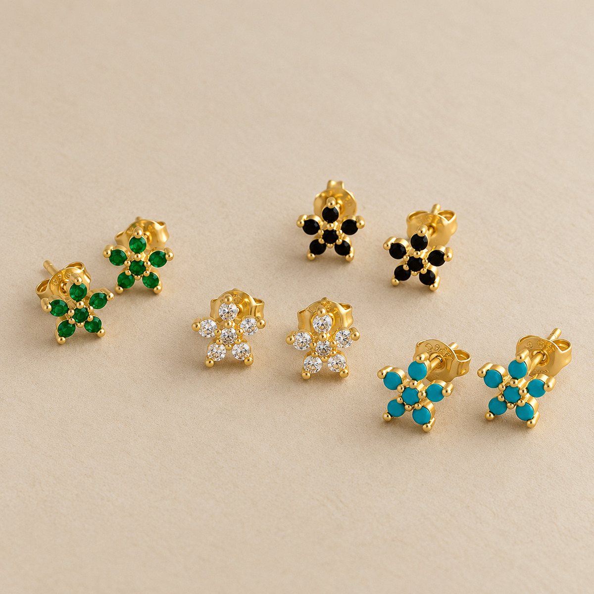 Mini Flower Crystal Stud Earrings