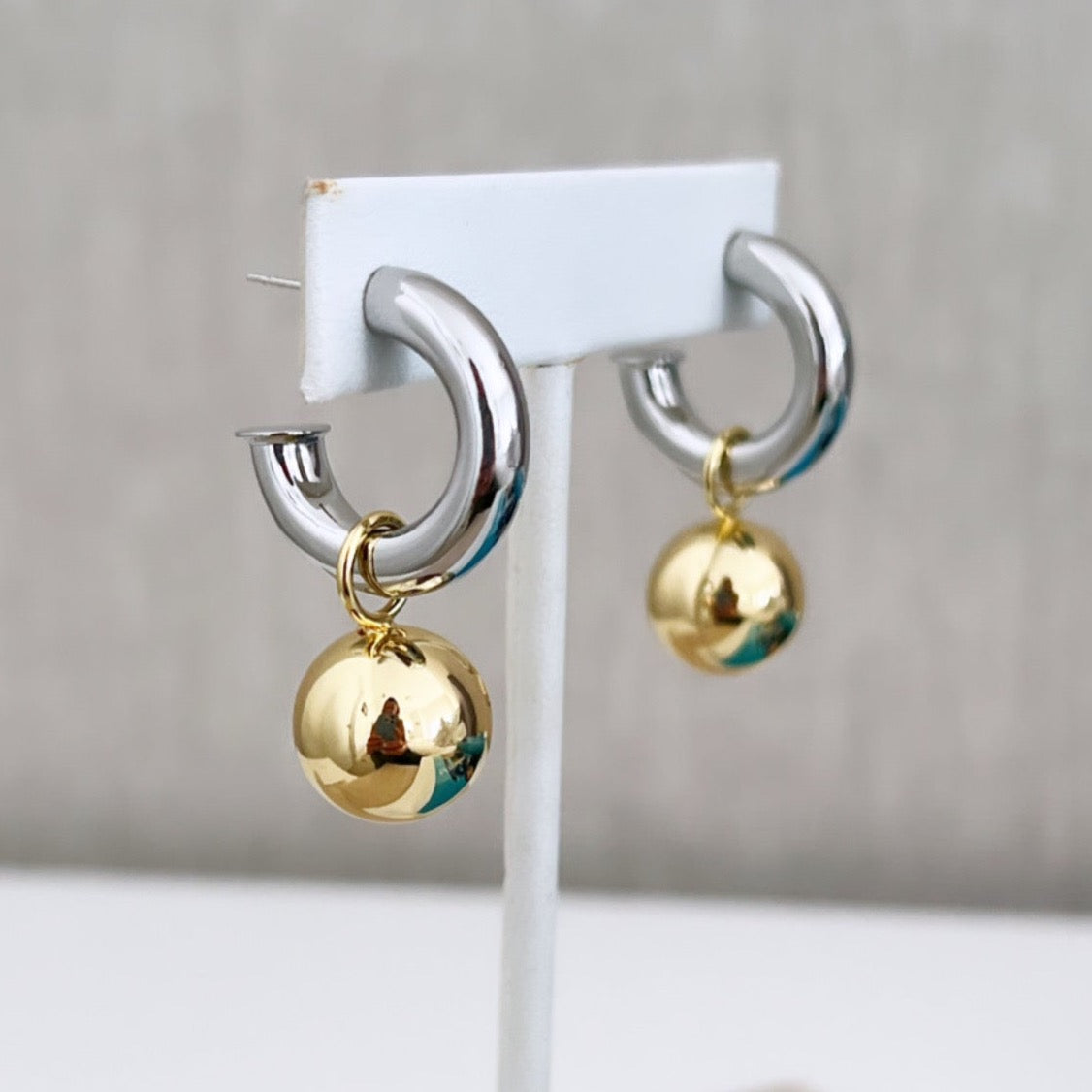 Silver and Gold Hoops Earring