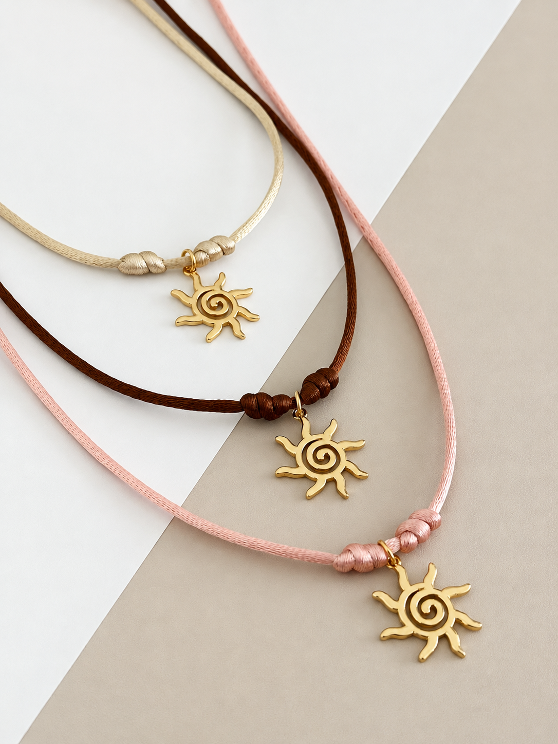 Sun Charm Cord Necklace