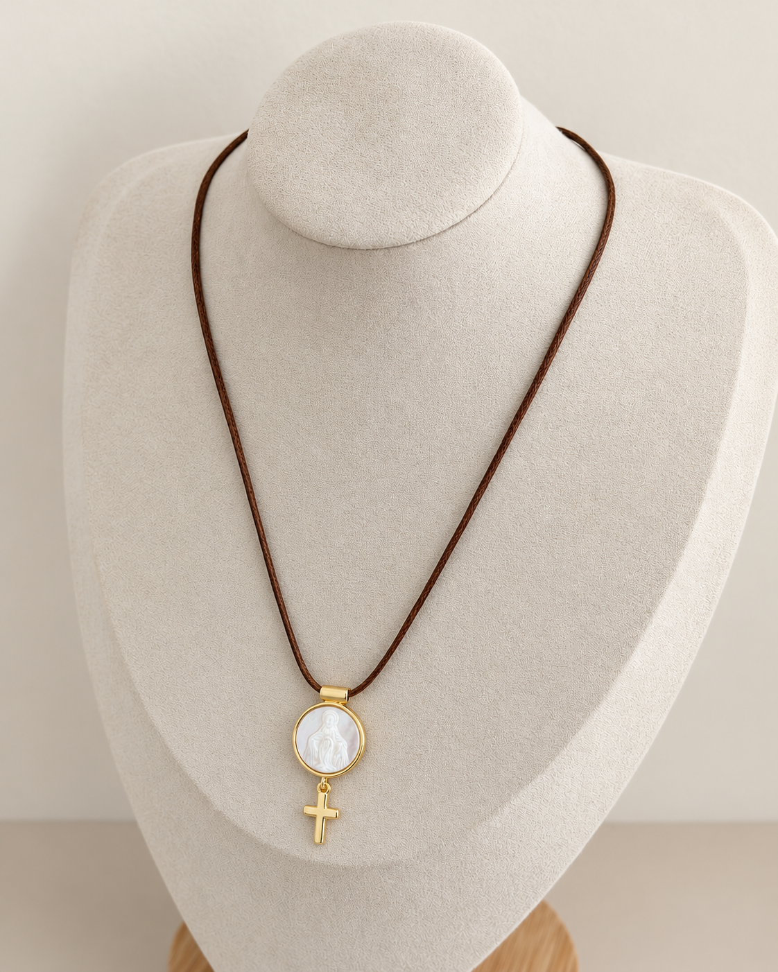 Miraculous Medal & Cross Cord Necklace