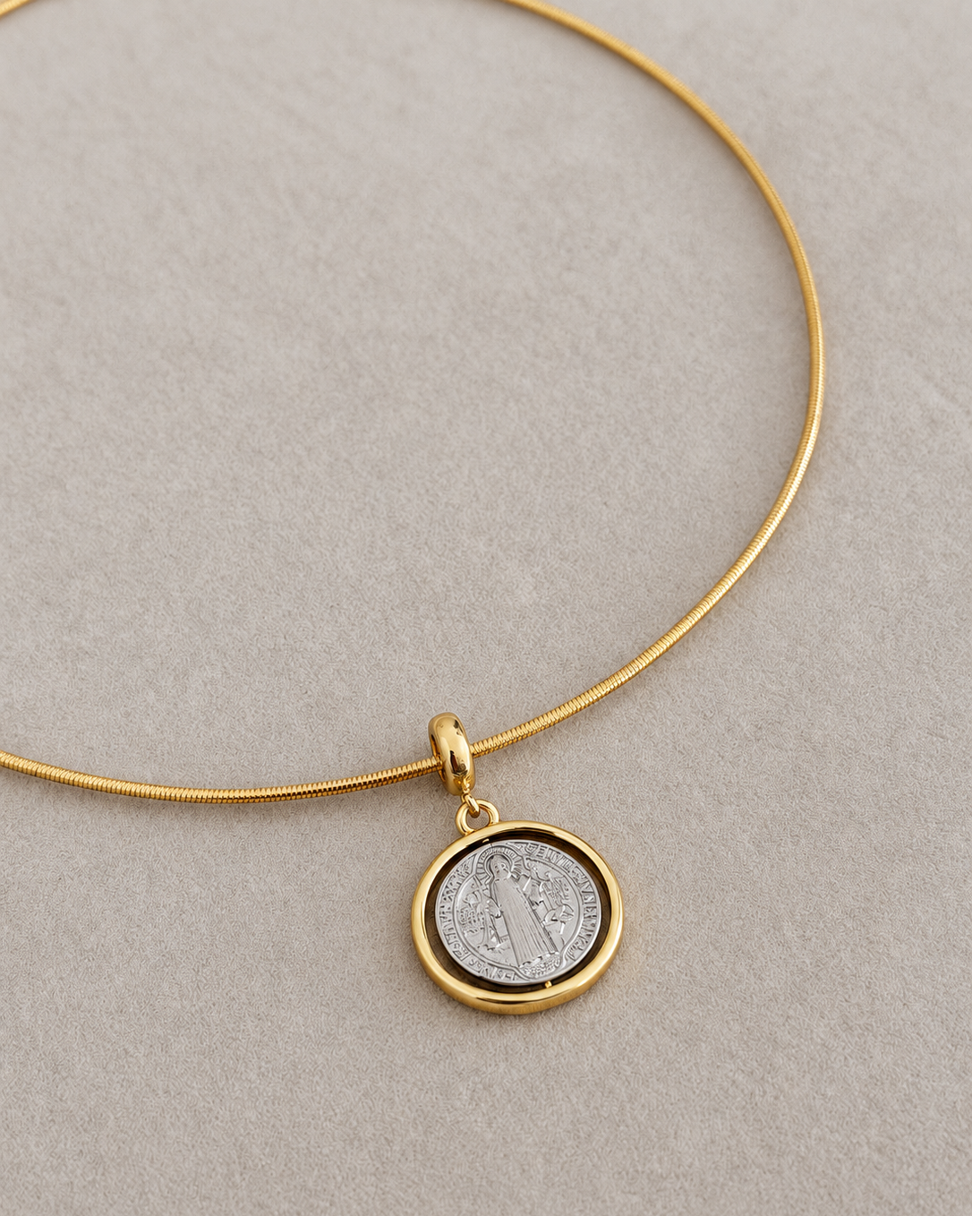 San Benito Medal Snake Chain Necklace
