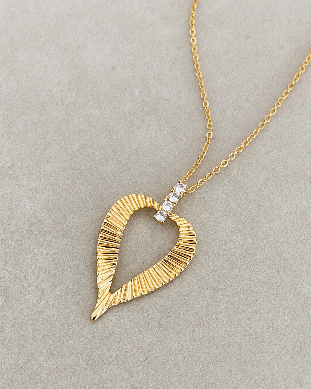 Golden Open Heart Pendant Necklace
