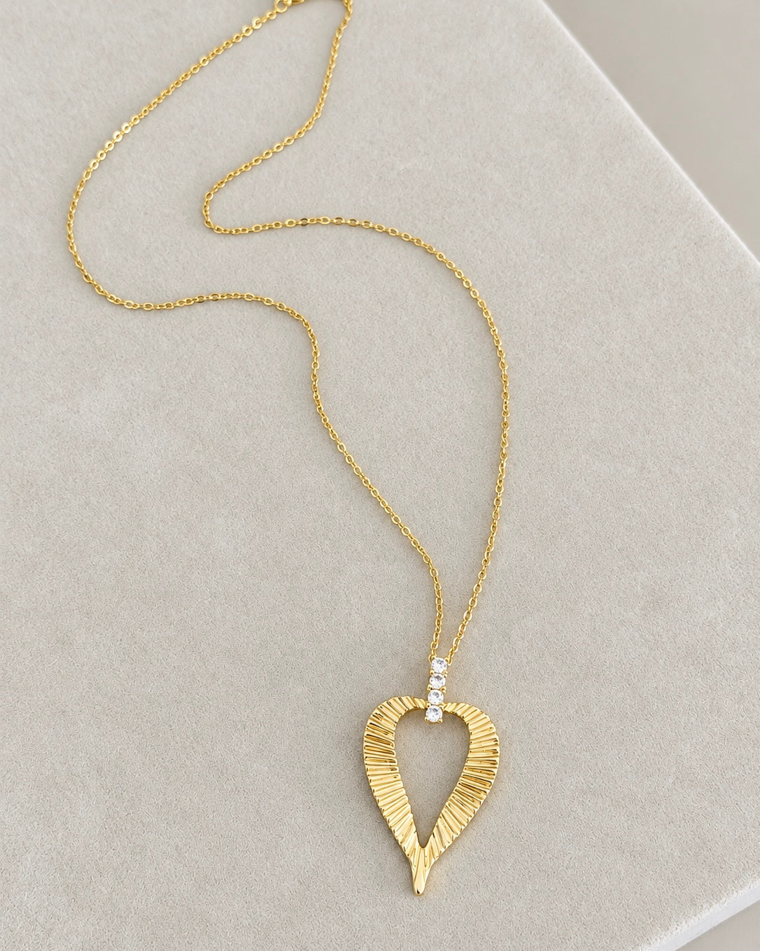 Golden Open Heart Pendant Necklace