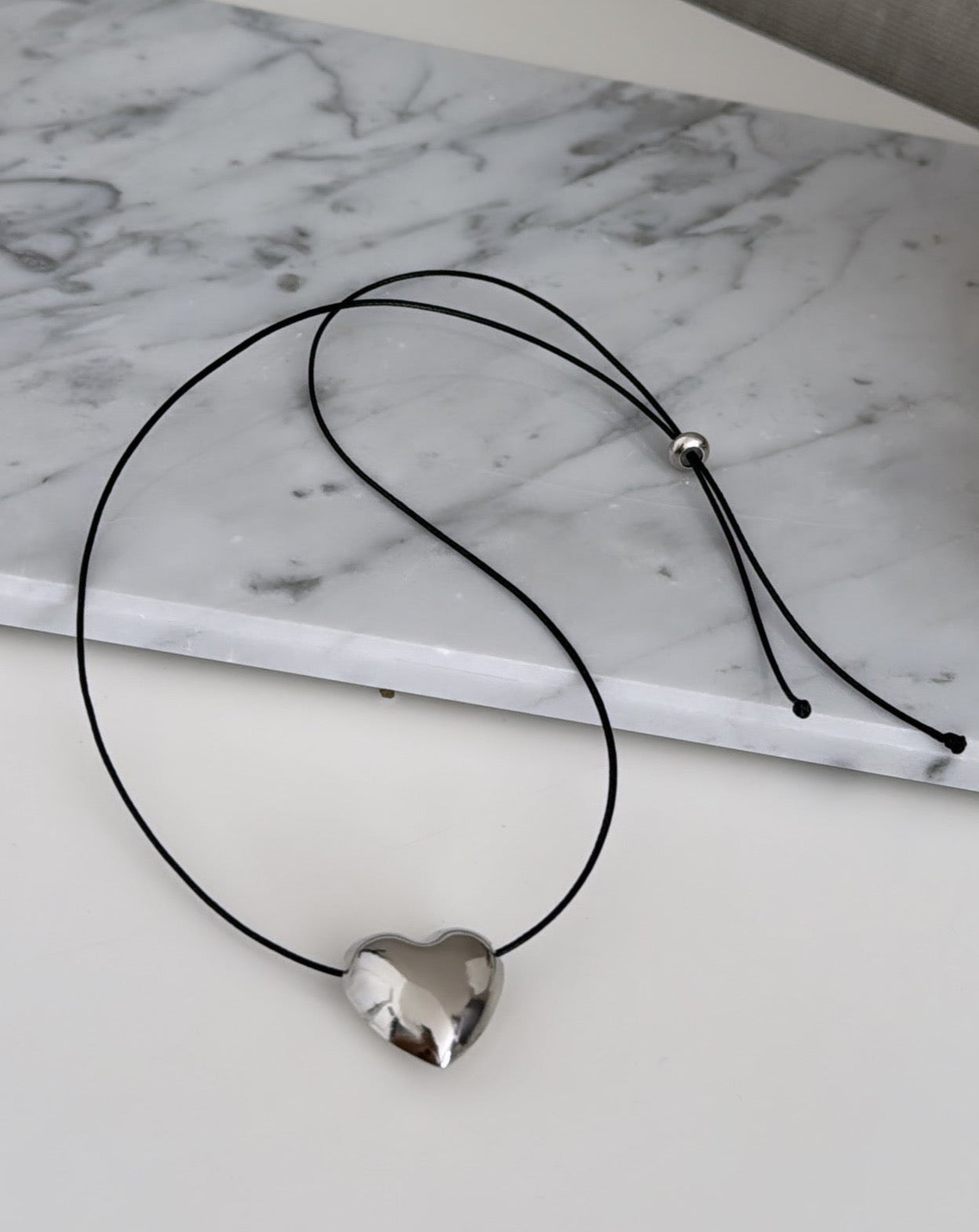 Heart Silver Cord Necklace