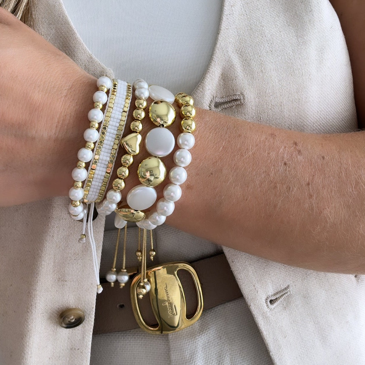 Pearls and Gold Bead Bracelet