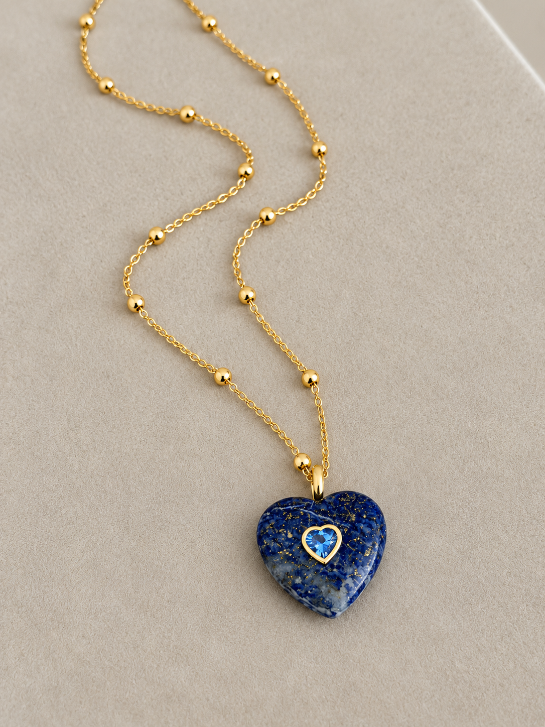 Natural Stone Heart Charm Necklace