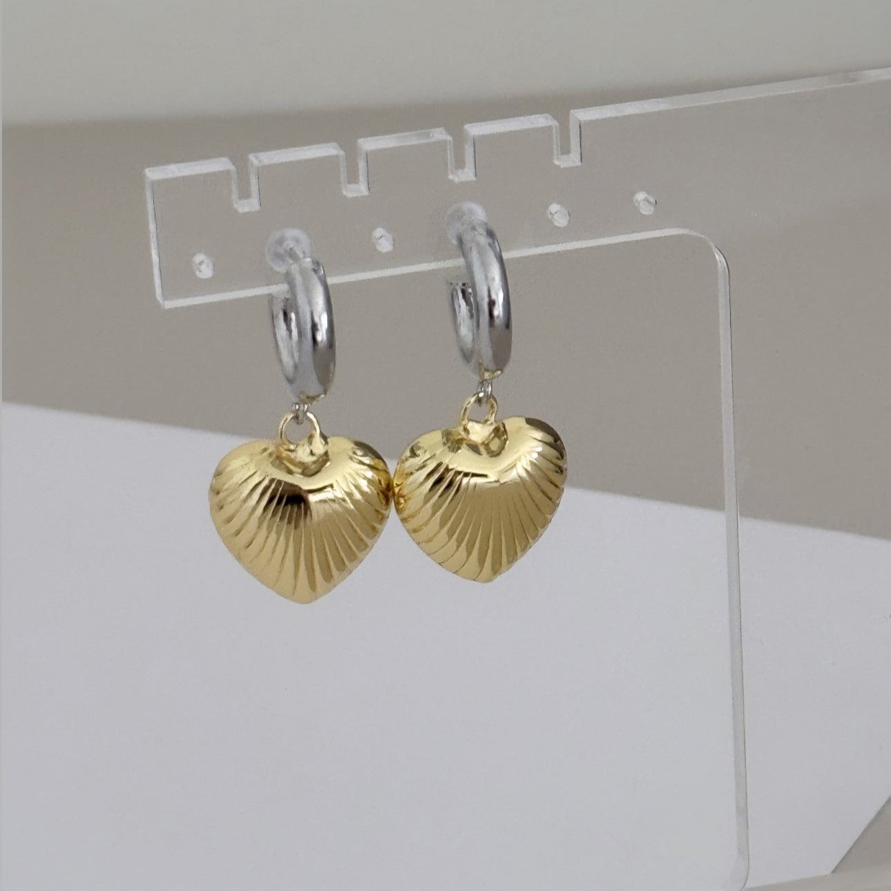 Heart Silver and Gold Earring