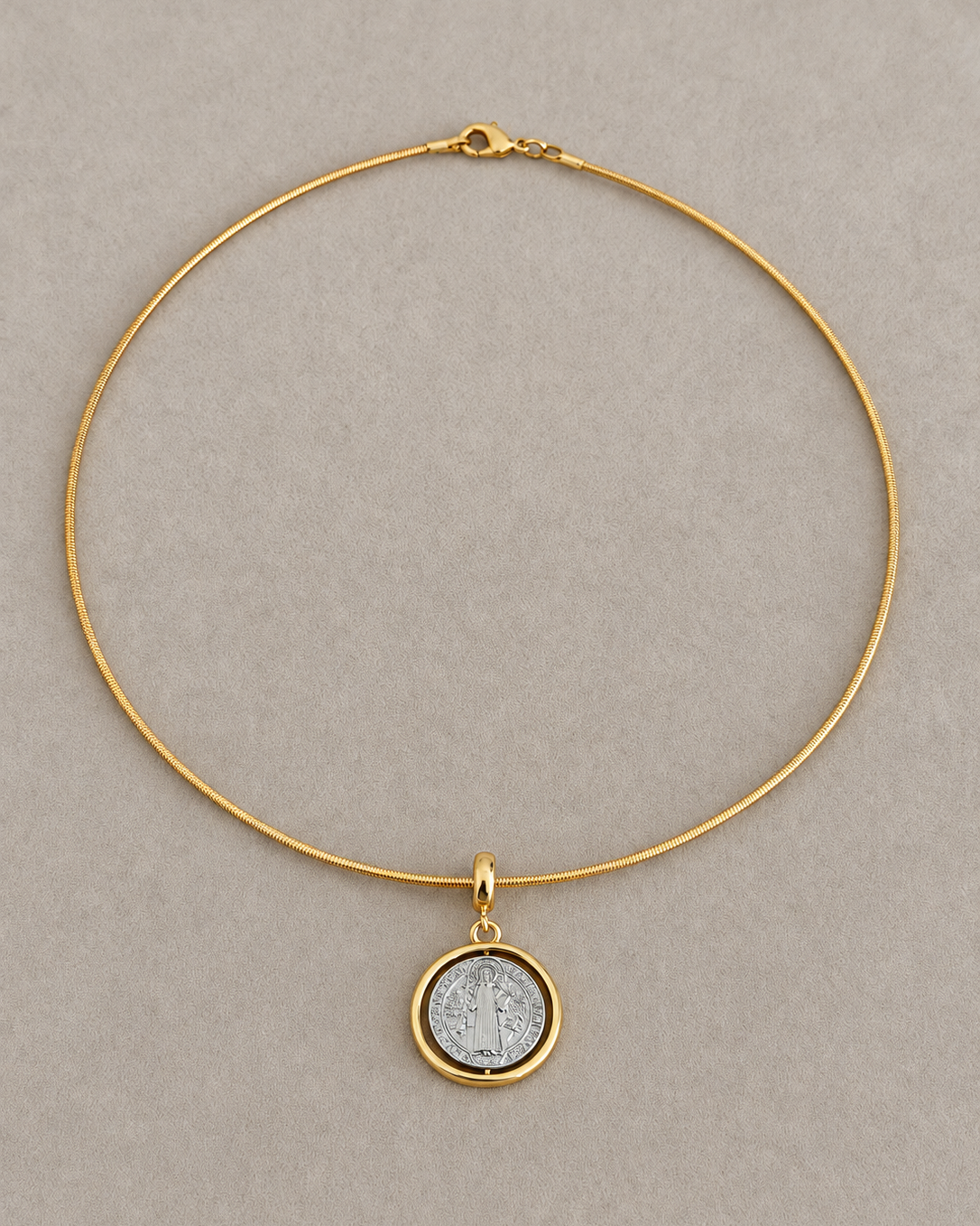 San Benito Medal Snake Chain Necklace